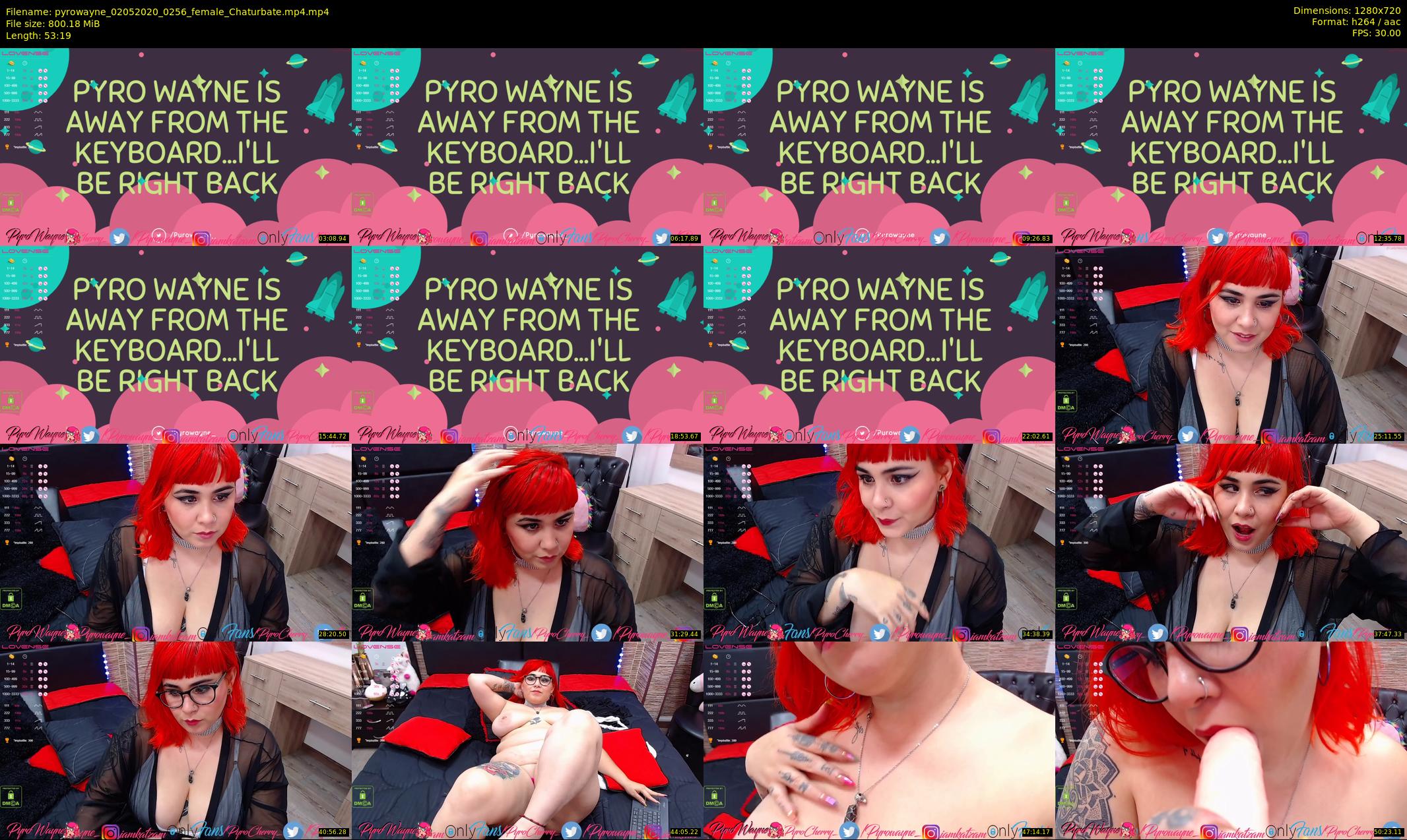 pyrowayne — 54 minute Chaturbate female cam show recording, 720p, May 2, 2020