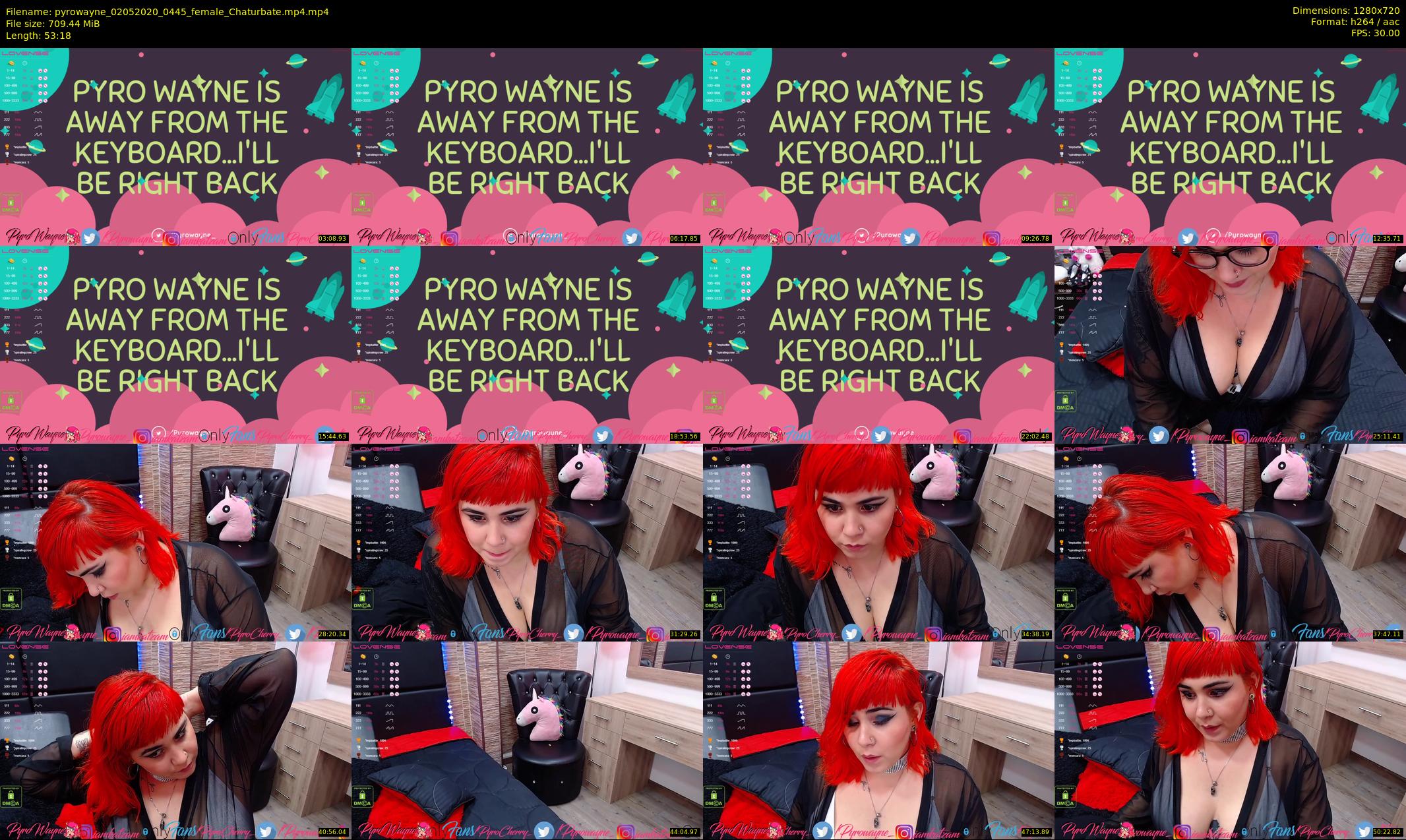 pyrowayne — 54 minute Chaturbate female cam show recording, 720p, May 2, 2020