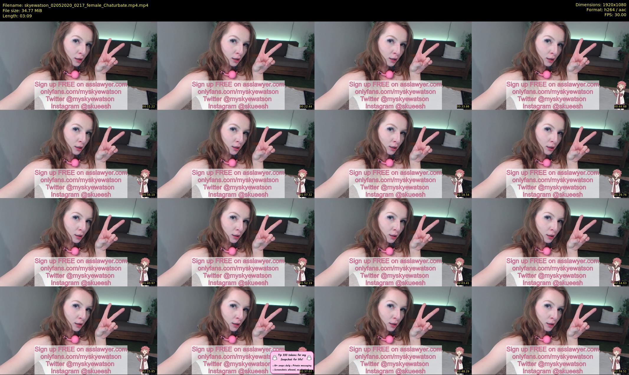 skyewatson — 4 minute Chaturbate female cam show recording, 1080p, May 2, 2020