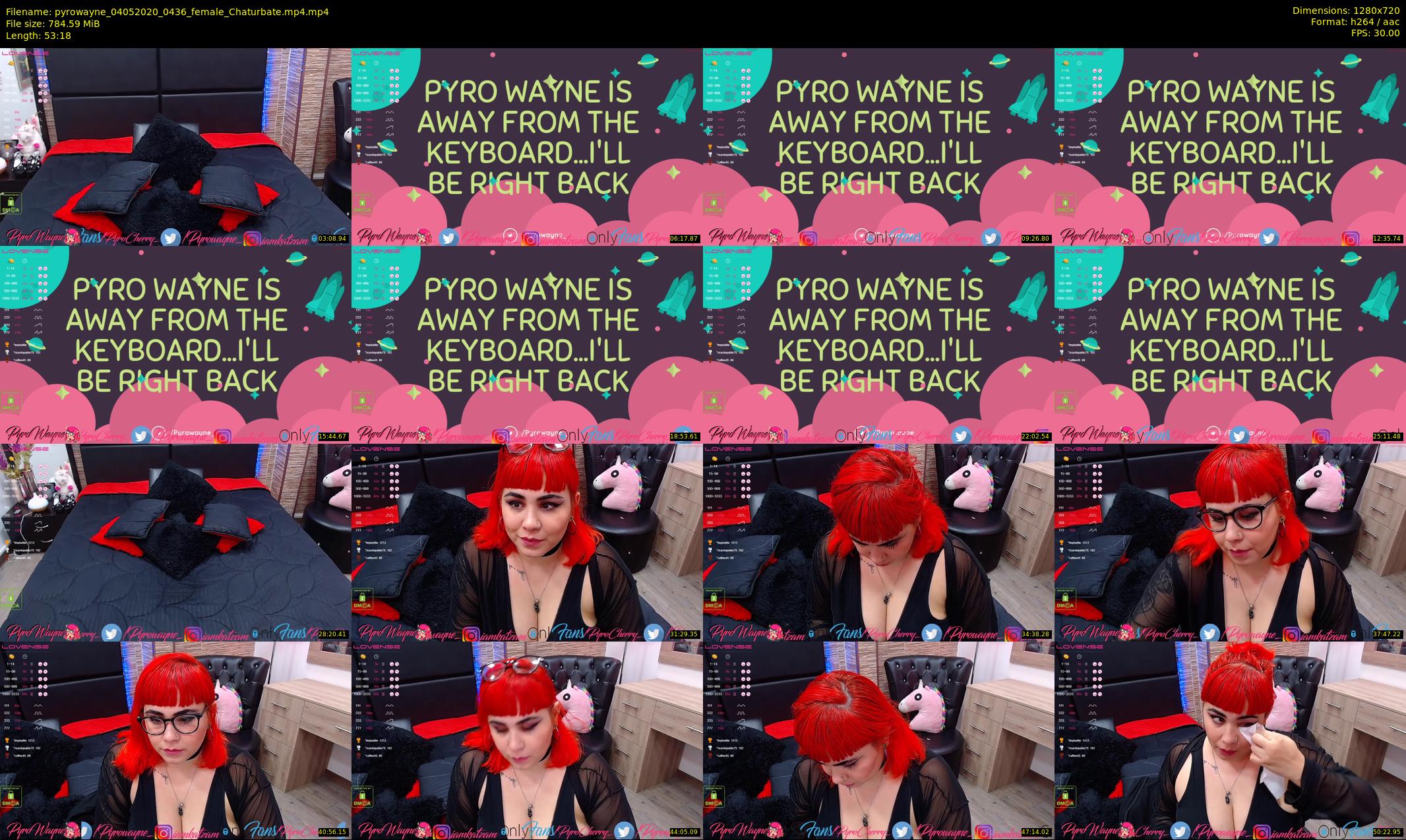 pyrowayne — 54 minute Chaturbate female cam show recording, 720p, May 4, 2020