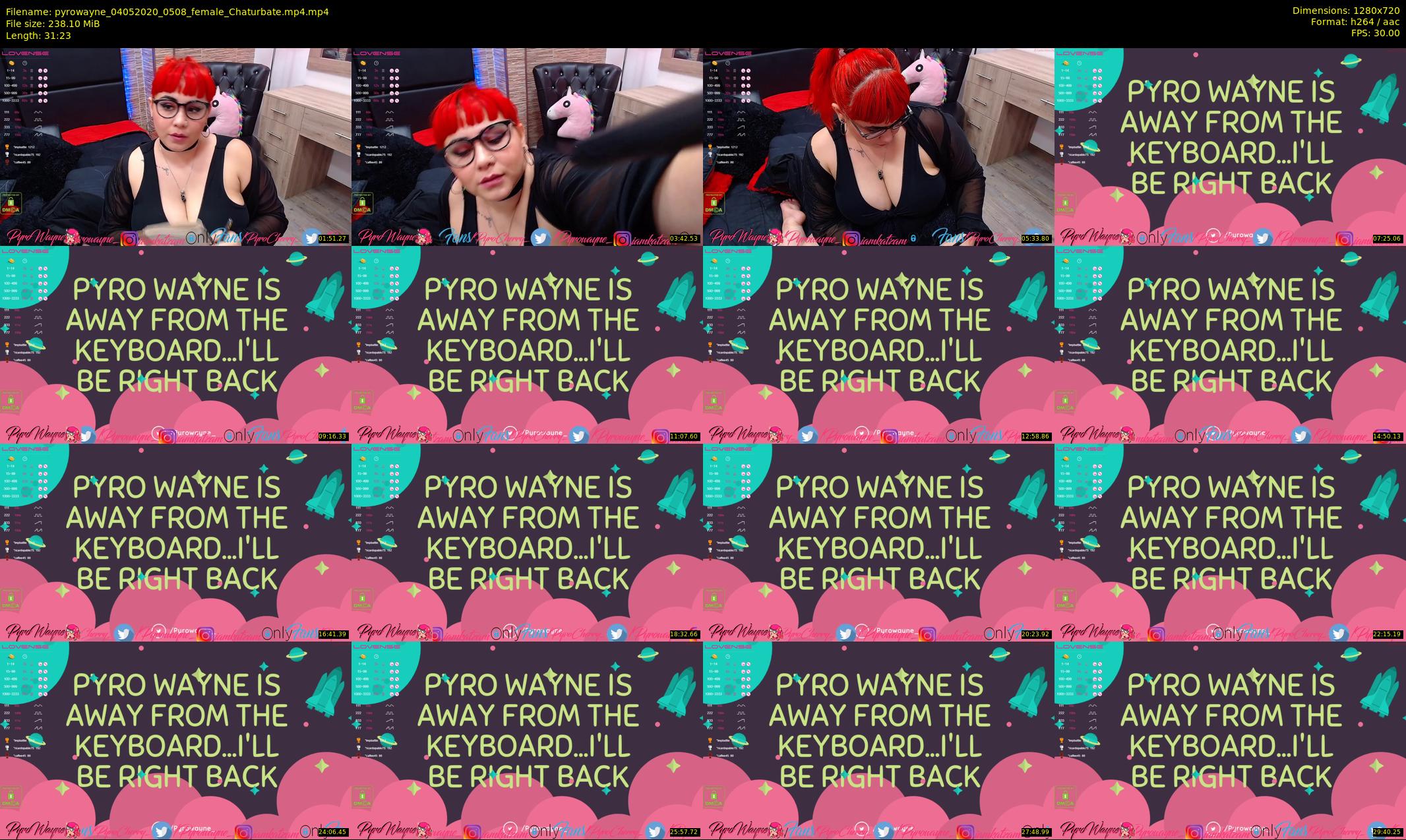 pyrowayne — 32 minute Chaturbate female cam show recording, 720p, May 4, 2020