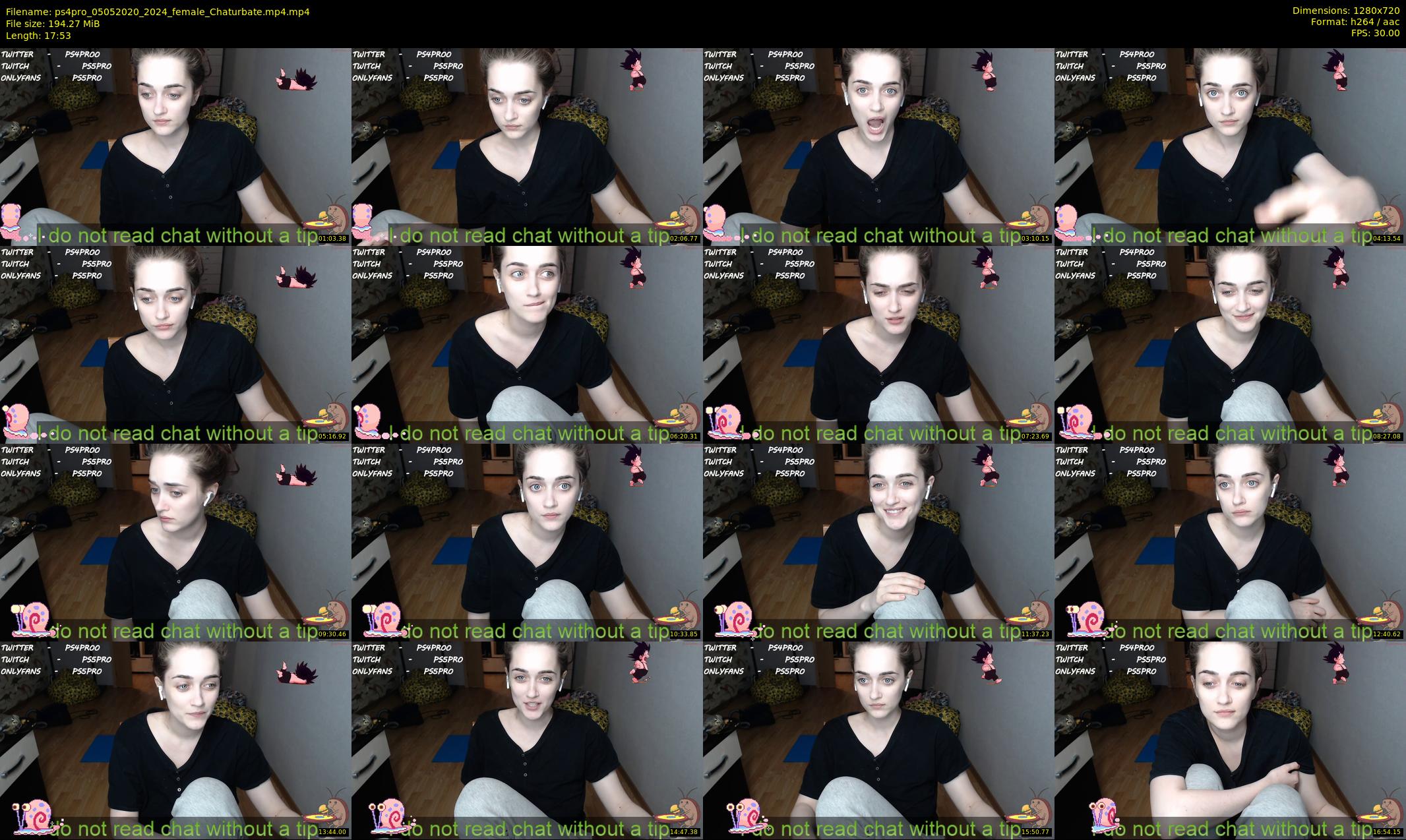ps4pro — 18 minute Chaturbate female cam show recording, 720p, May 5, 2020
