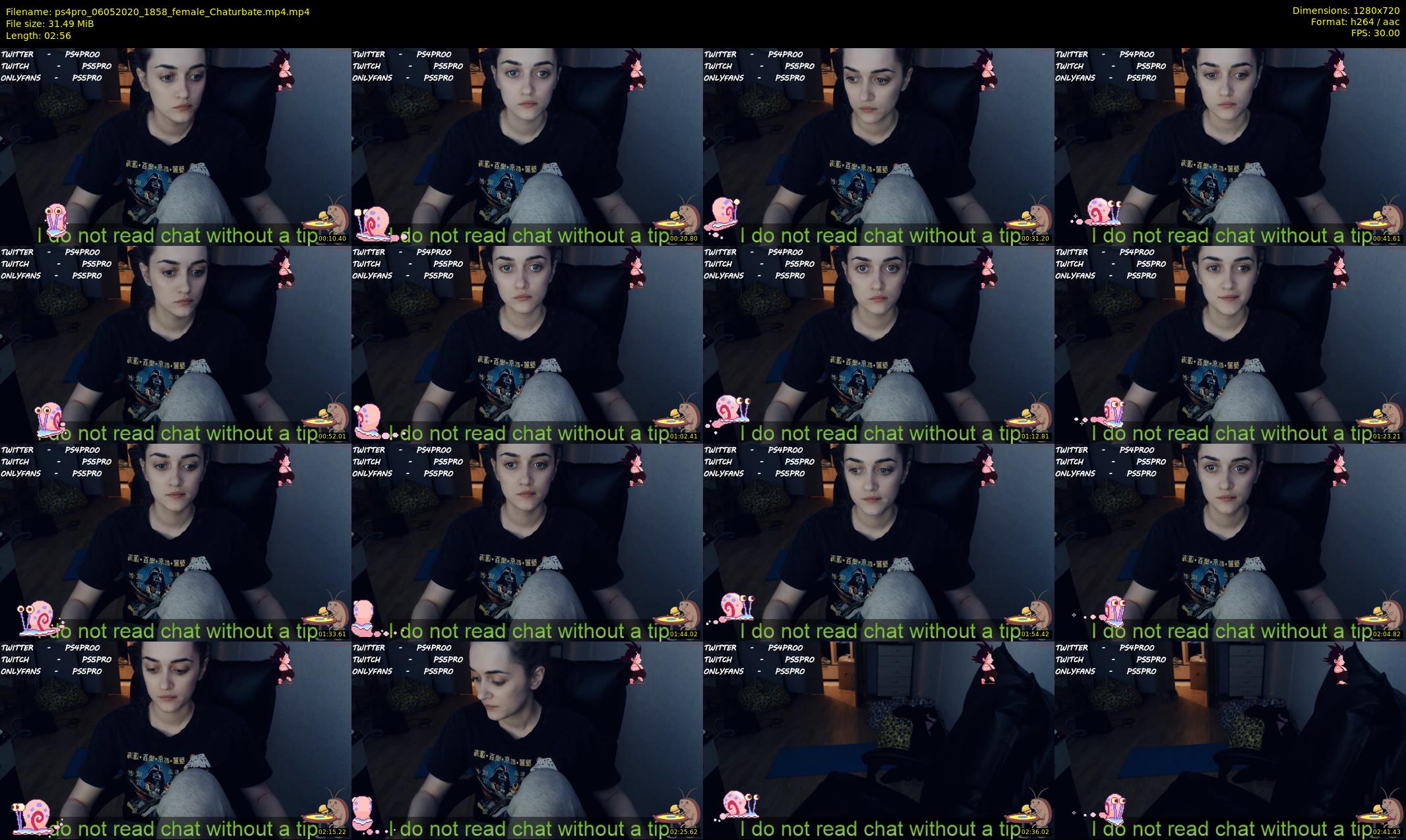 ps4pro — 3 minute Chaturbate female cam show recording, 720p, May 6, 2020