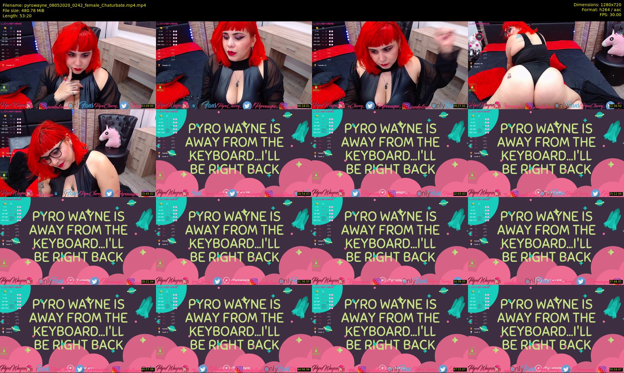 pyrowayne — 54 minute Chaturbate female cam show recording, 720p, May 8, 2020