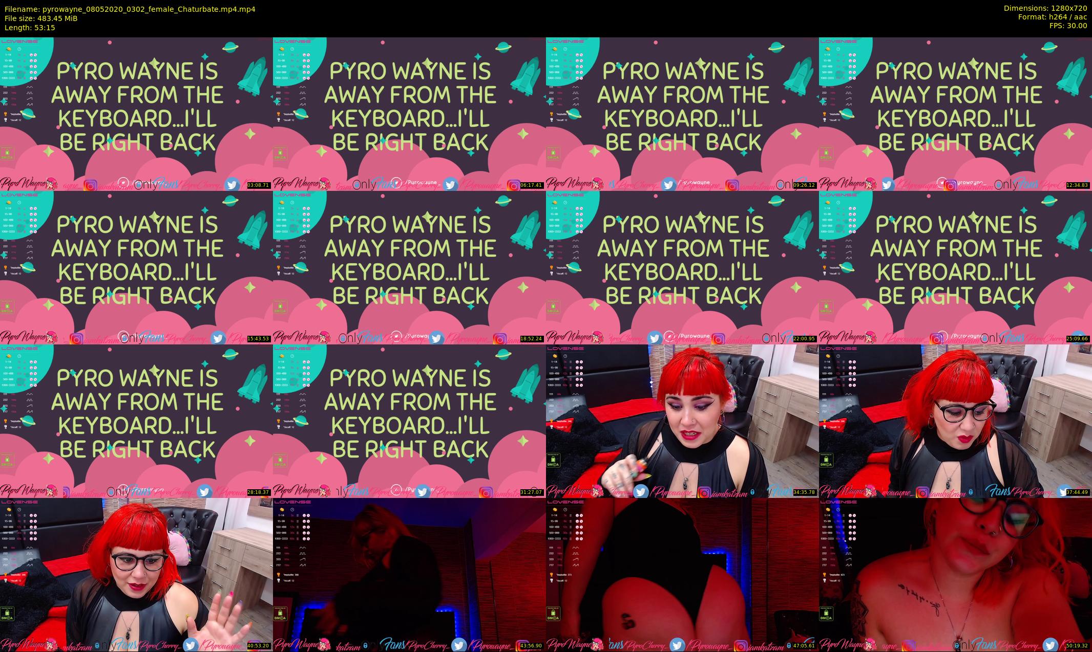 pyrowayne — 54 minute Chaturbate female cam show recording, 720p, May 8, 2020