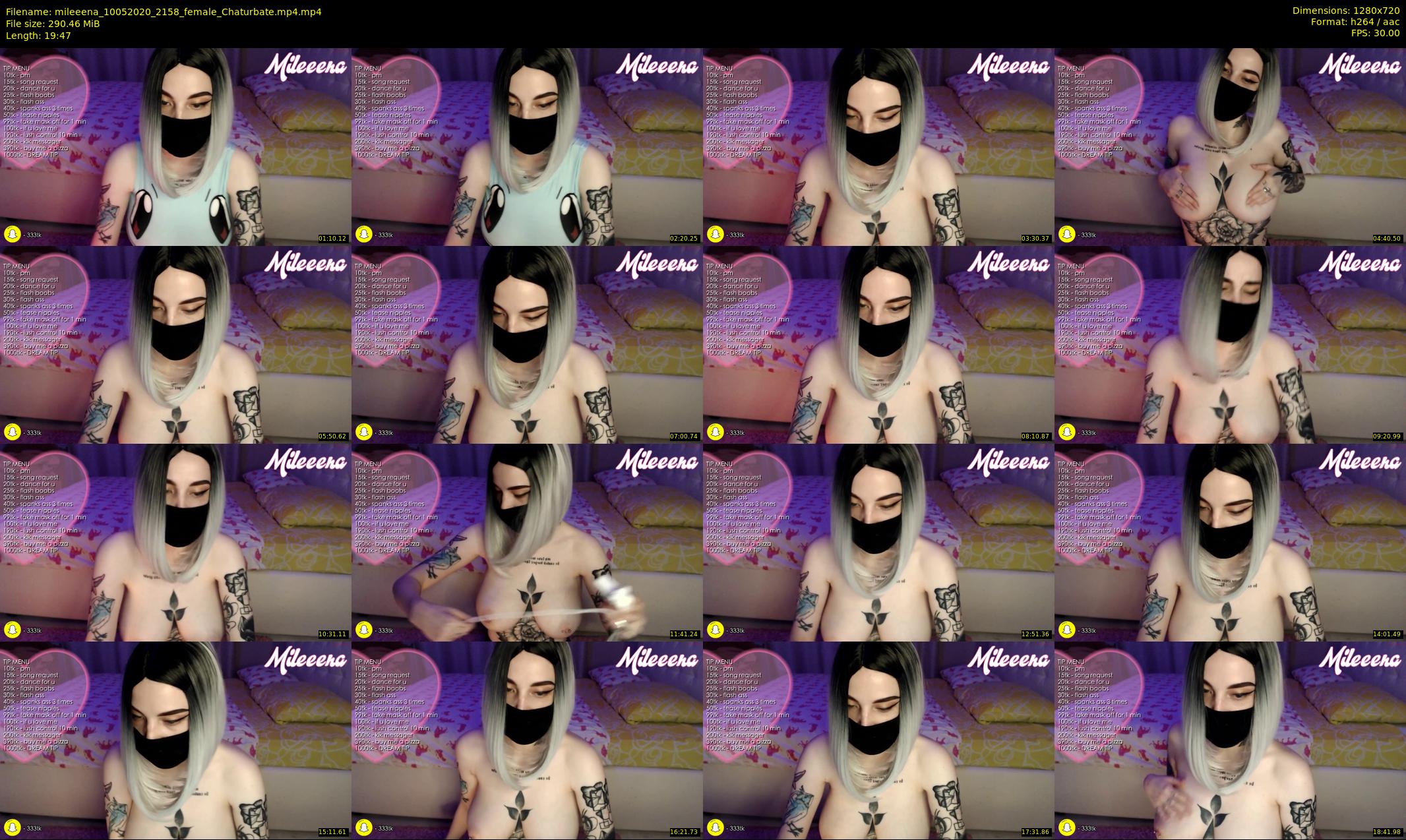mileeena — 20 minute Chaturbate female cam show recording, 720p, May 10, 2020