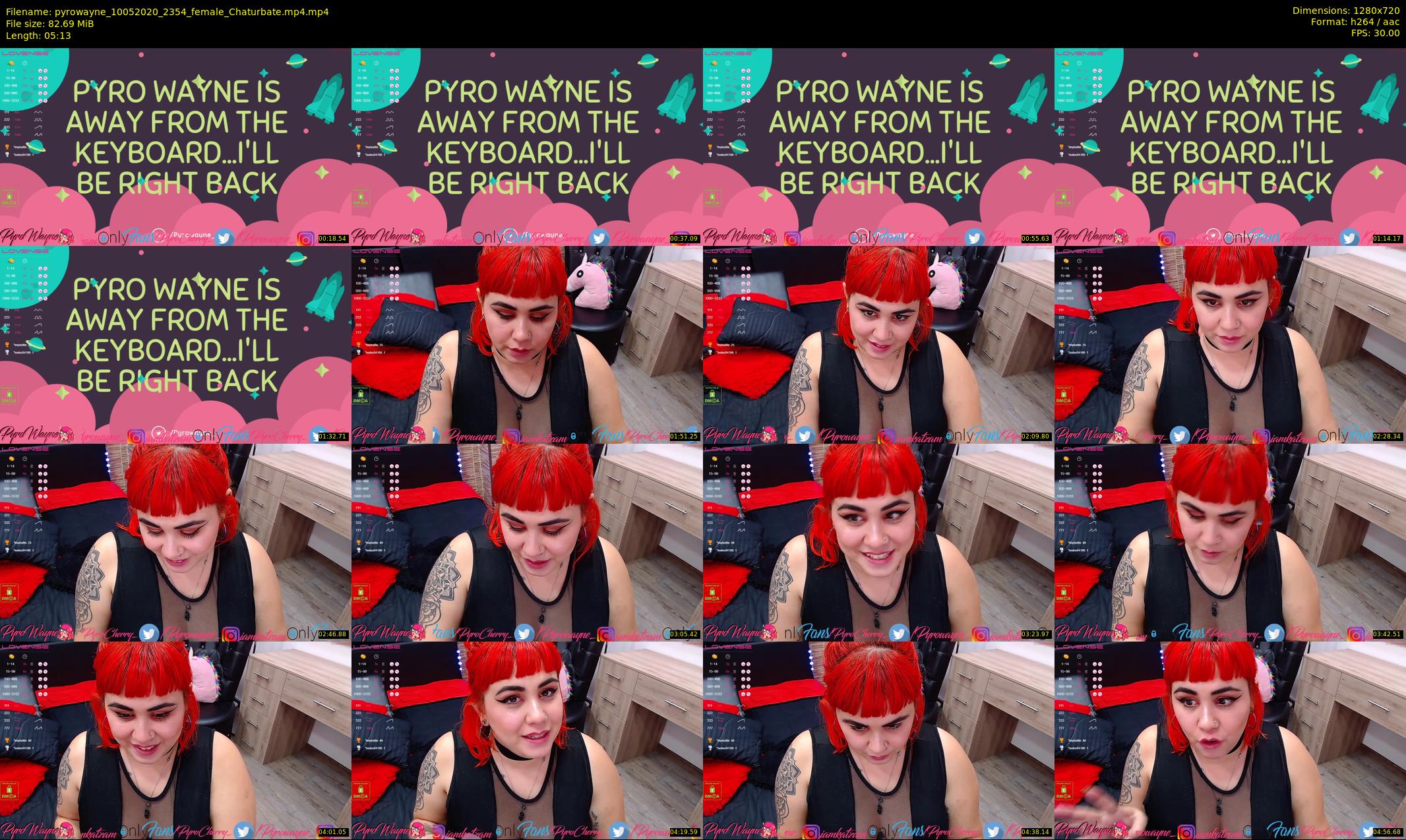 pyrowayne — 6 minute Chaturbate female cam show recording, 720p, May 10, 2020