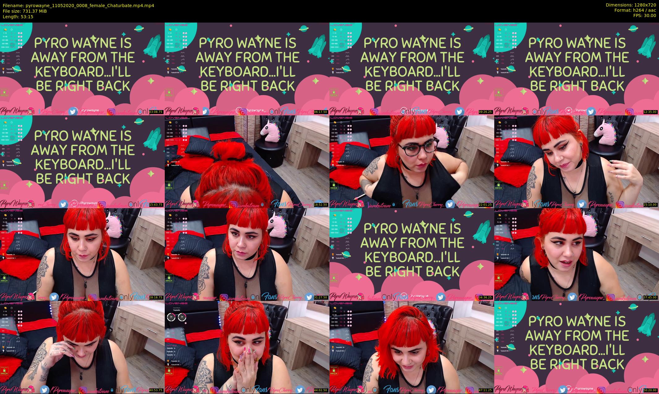 pyrowayne — 54 minute Chaturbate female cam show recording, 720p, May 11, 2020
