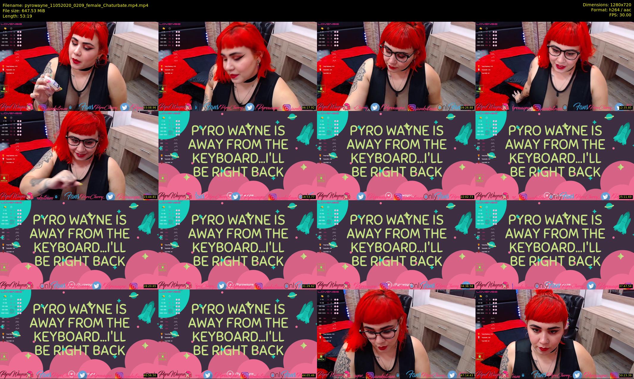 pyrowayne — 54 minute Chaturbate female cam show recording, 720p, May 11, 2020