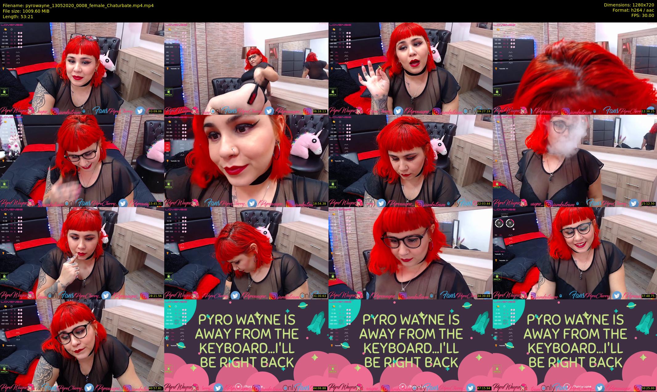 pyrowayne — 54 minute Chaturbate female cam show recording, 720p, May 13, 2020