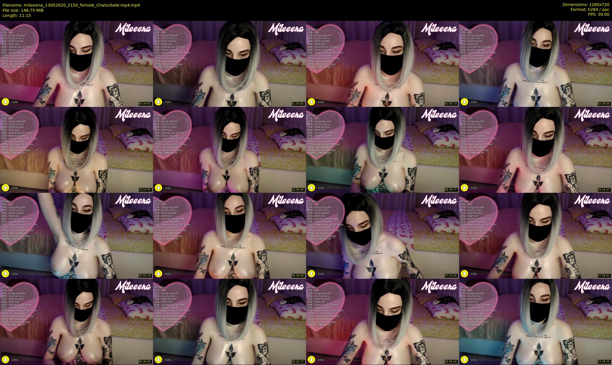mileeena — 12 minute Chaturbate female cam show recording, 720p, May 13, 2020