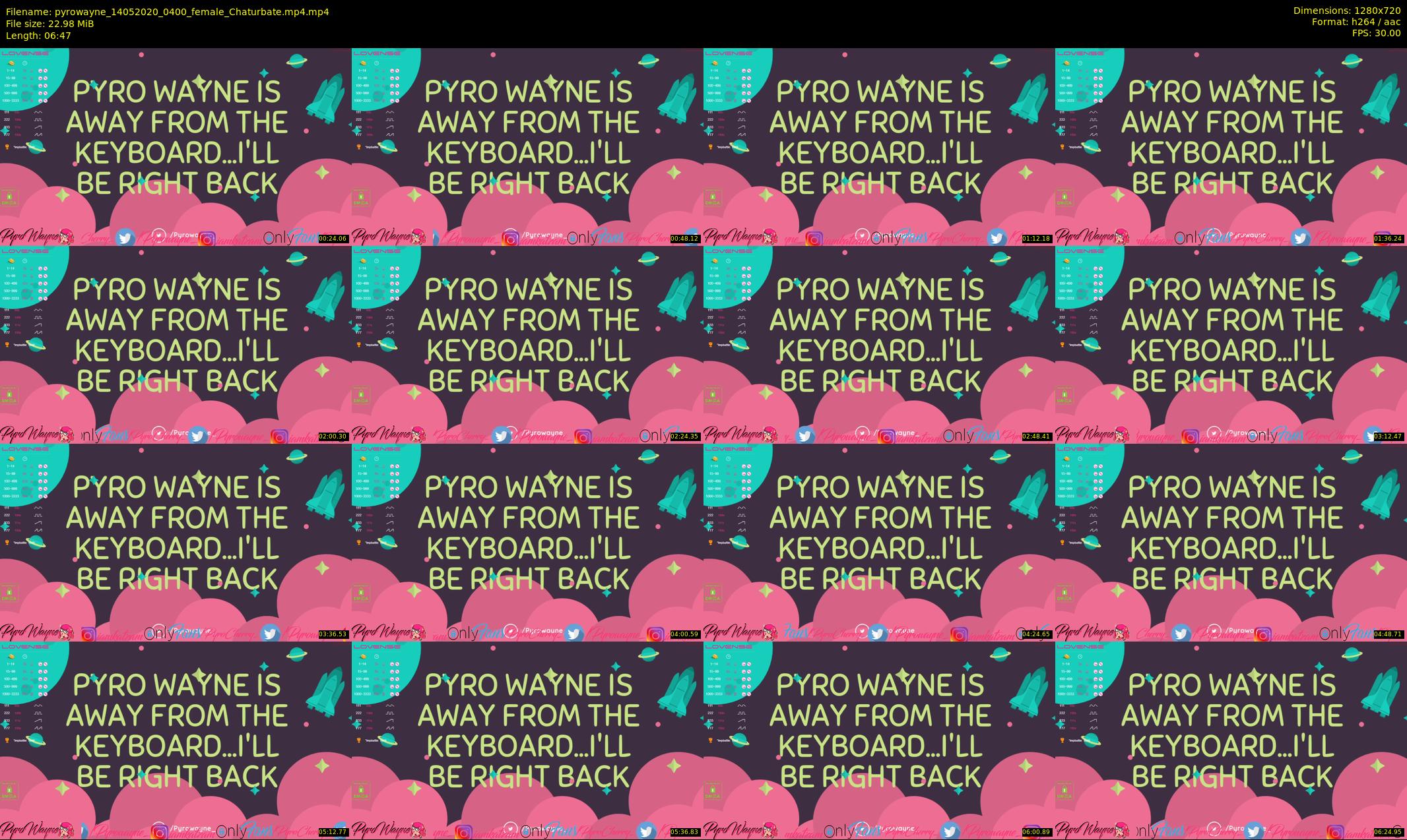 pyrowayne — 7 minute Chaturbate female cam show recording, 720p, May 14, 2020