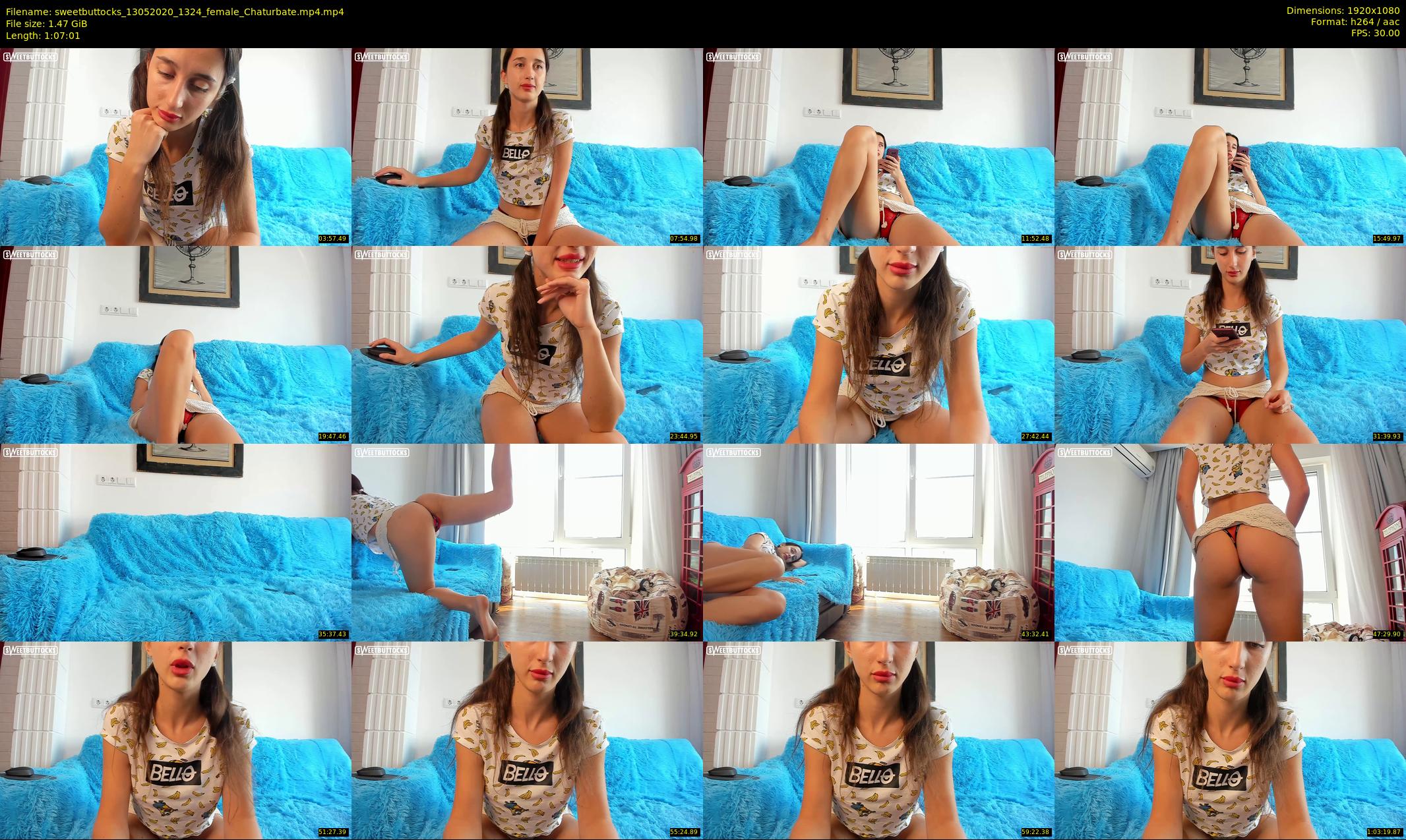 sweetbuttocks — 68 minute Chaturbate female cam show recording, 1080p, May 13, 2020