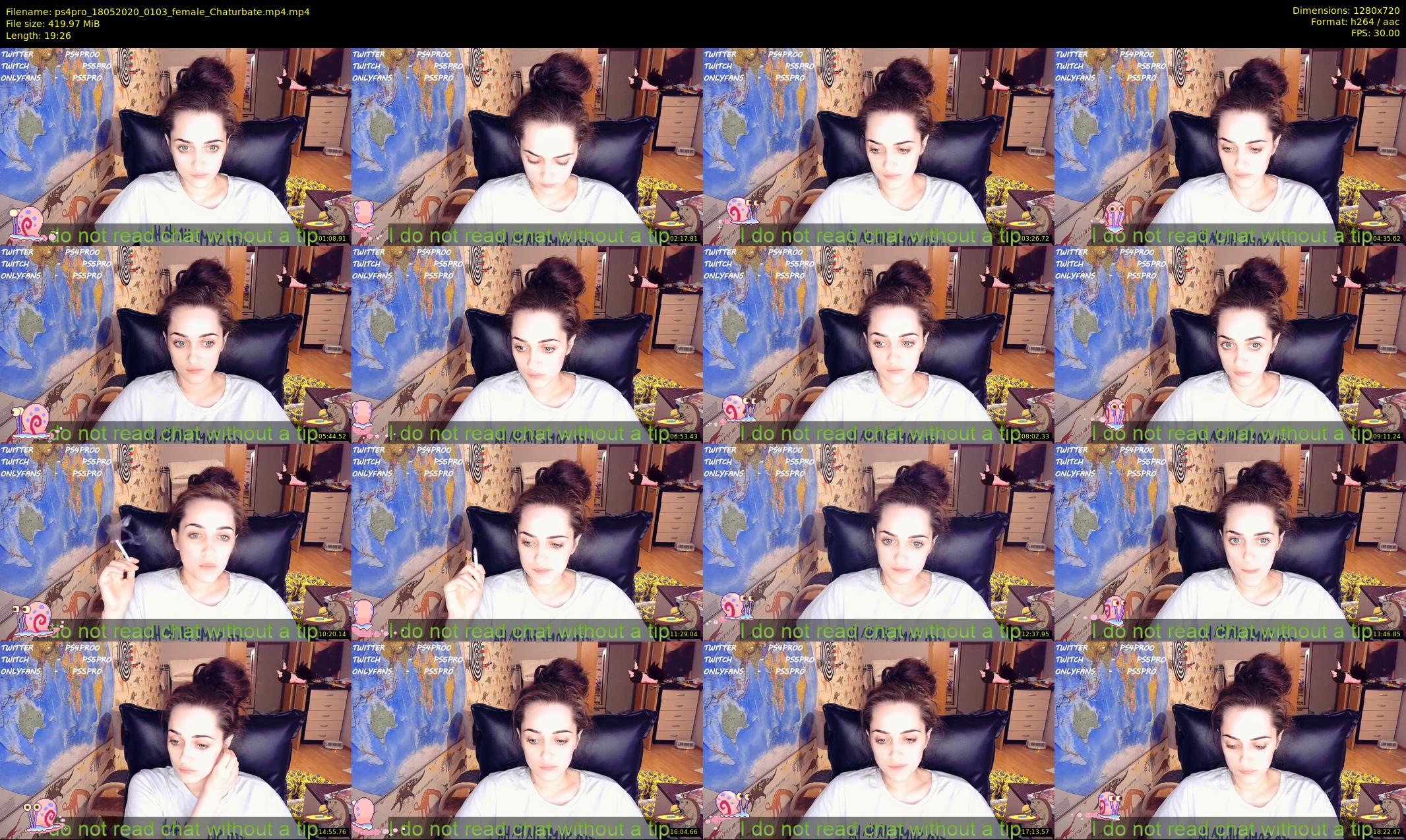 ps4pro — 20 minute Chaturbate female cam show recording, 720p, May 18, 2020