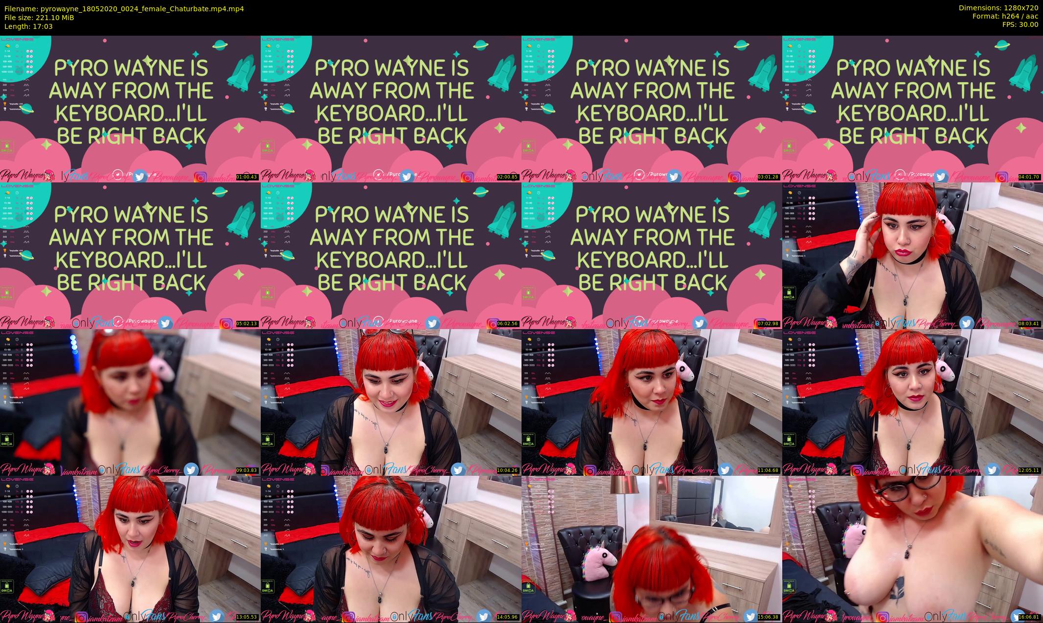 pyrowayne — 18 minute Chaturbate female cam show recording, 720p, May 18, 2020