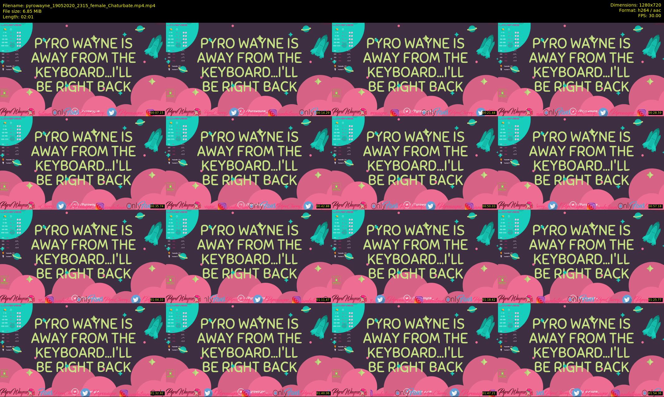 pyrowayne — 3 minute Chaturbate female cam show recording, 720p, May 19, 2020