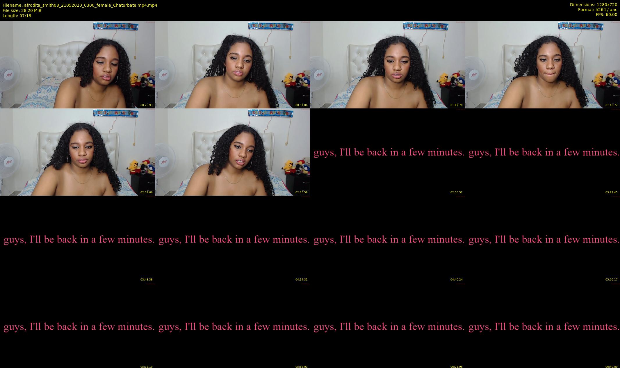 afrodita_smith08 — 8 minute Chaturbate female cam show recording, 720p, May 21, 2020