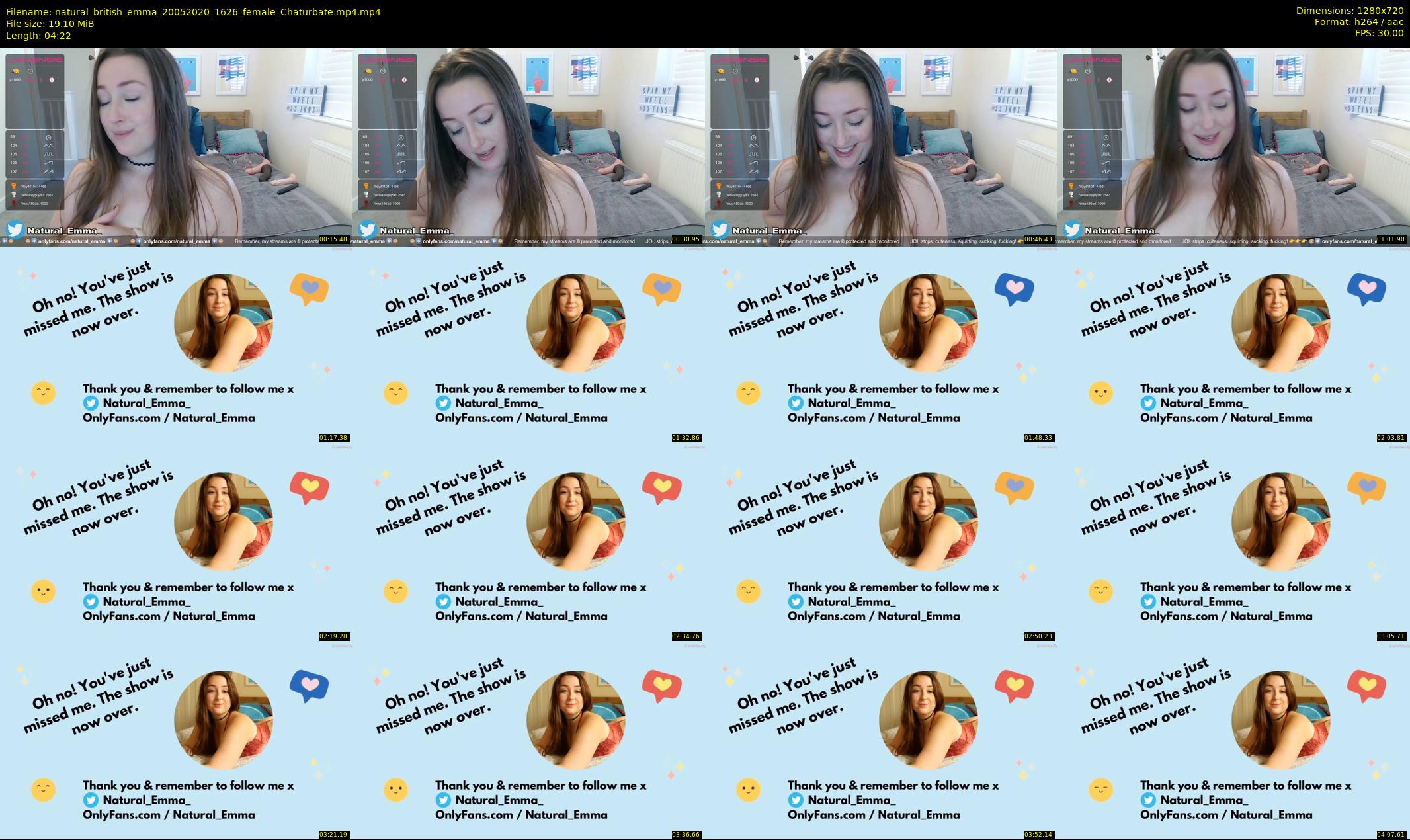 natural_british_emma — 5 minute Chaturbate female cam show recording, 720p, May 20, 2020