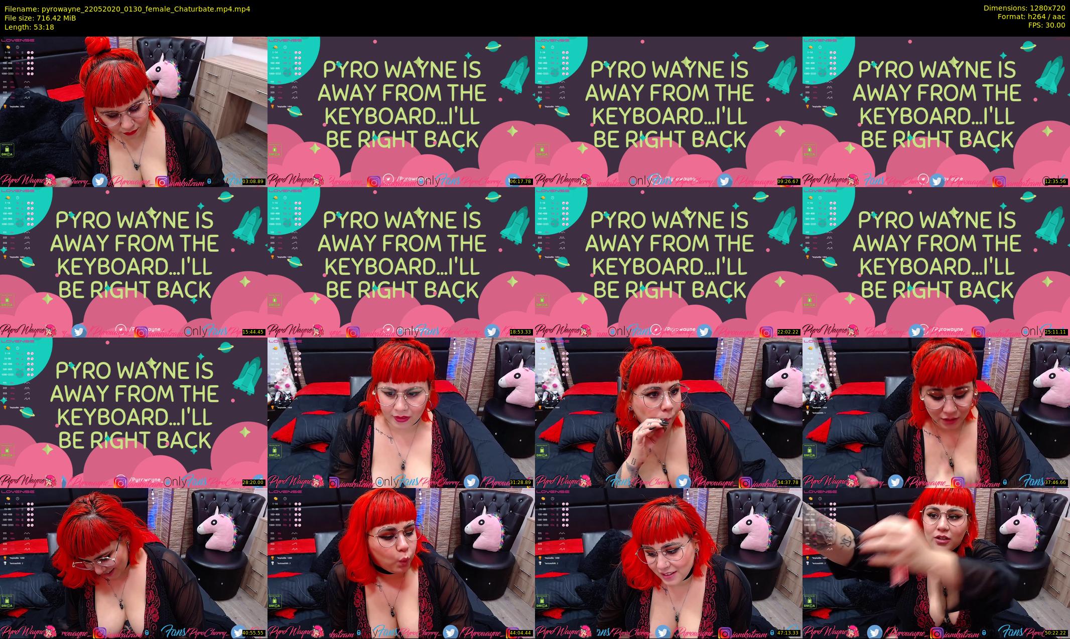 pyrowayne — 54 minute Chaturbate female cam show recording, 720p, May 22, 2020