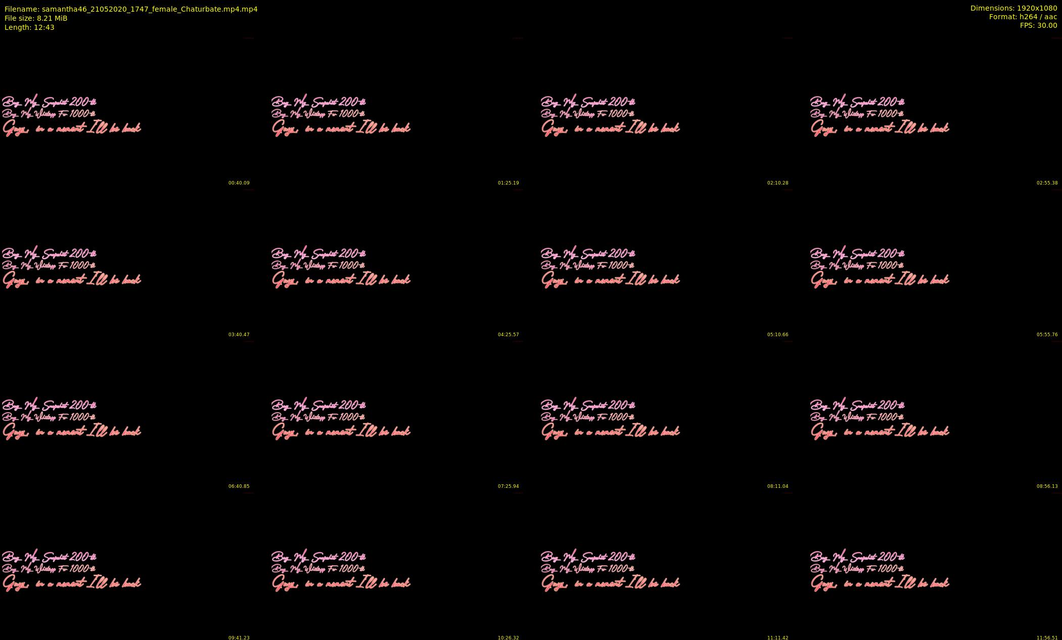 samantha46 — 13 minute Chaturbate female cam show recording, 1080p, May 21, 2020