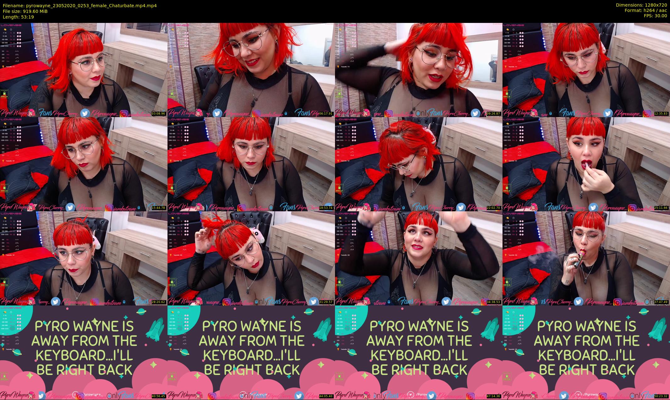 pyrowayne — 54 minute Chaturbate female cam show recording, 720p, May 23, 2020