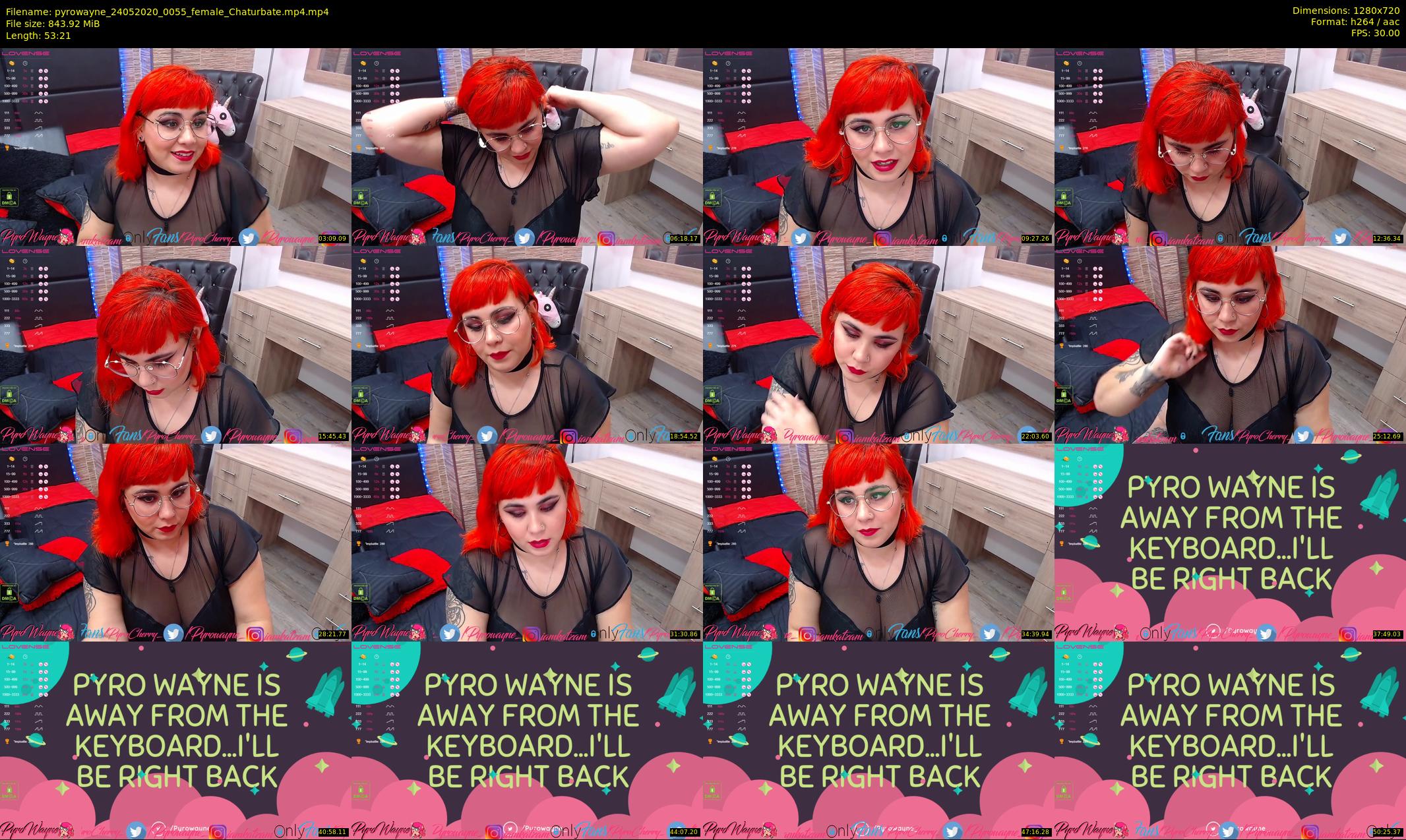 pyrowayne — 54 minute Chaturbate female cam show recording, 720p, May 24, 2020