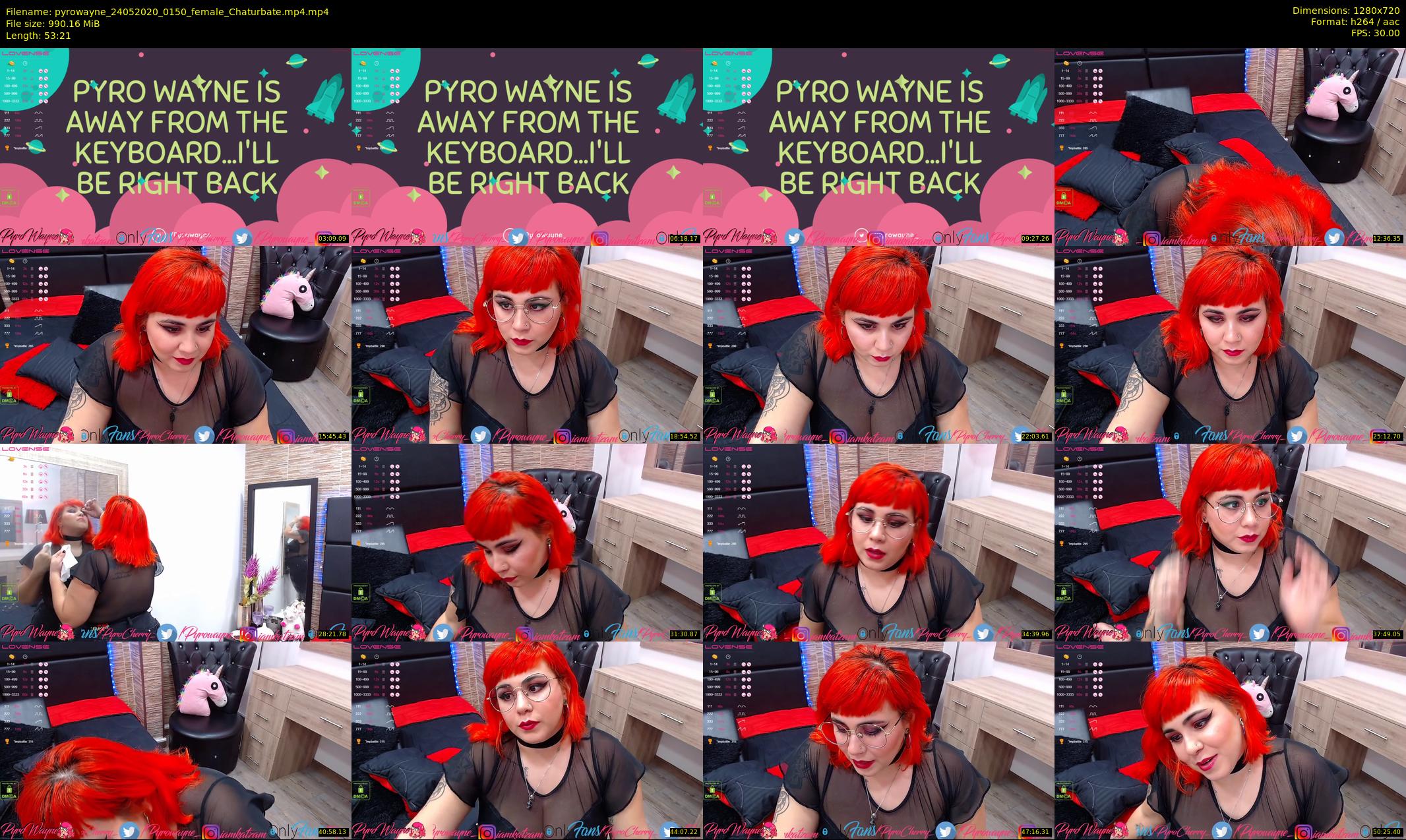 pyrowayne — 54 minute Chaturbate female cam show recording, 720p, May 24, 2020