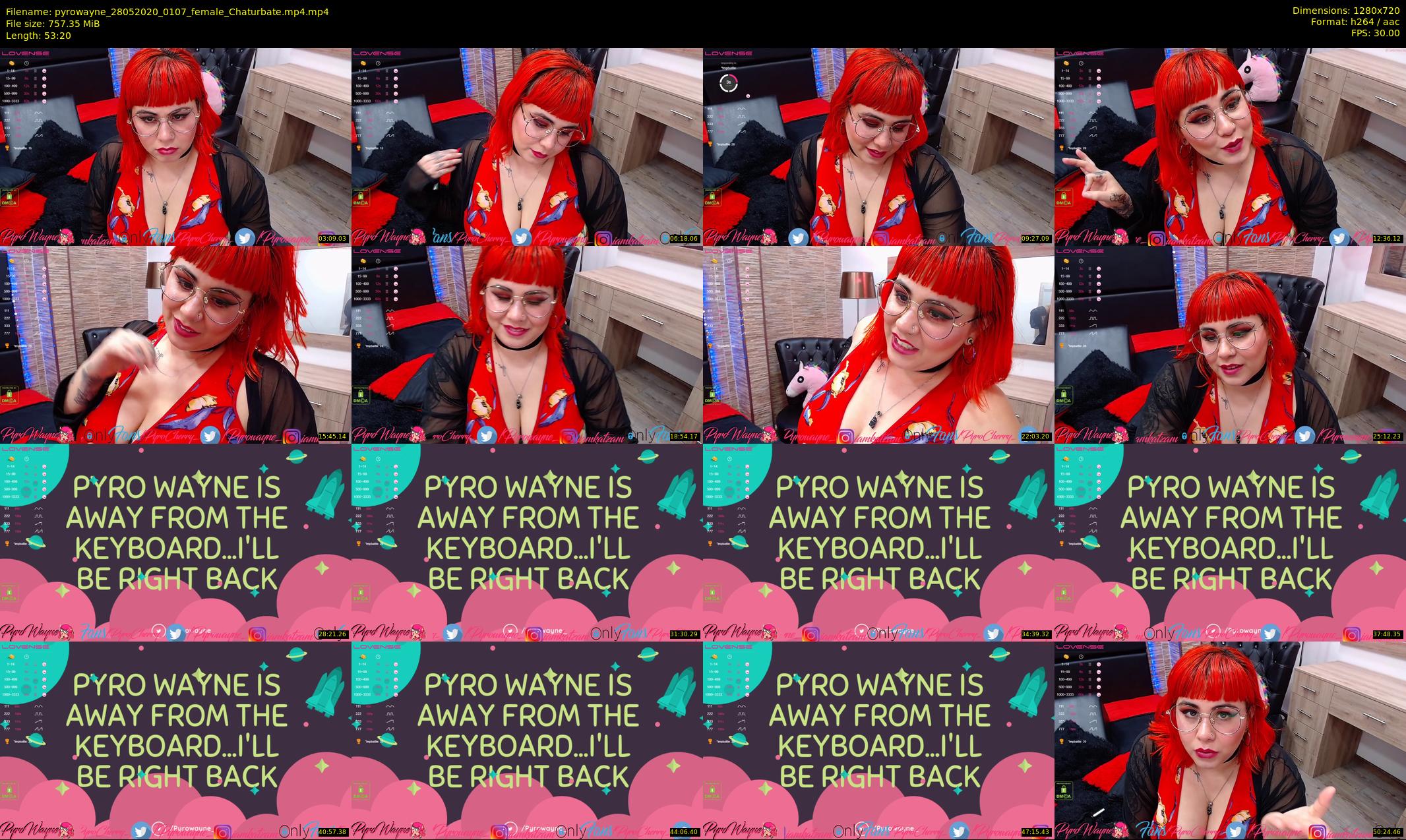 pyrowayne — 54 minute Chaturbate female cam show recording, 720p, May 28, 2020