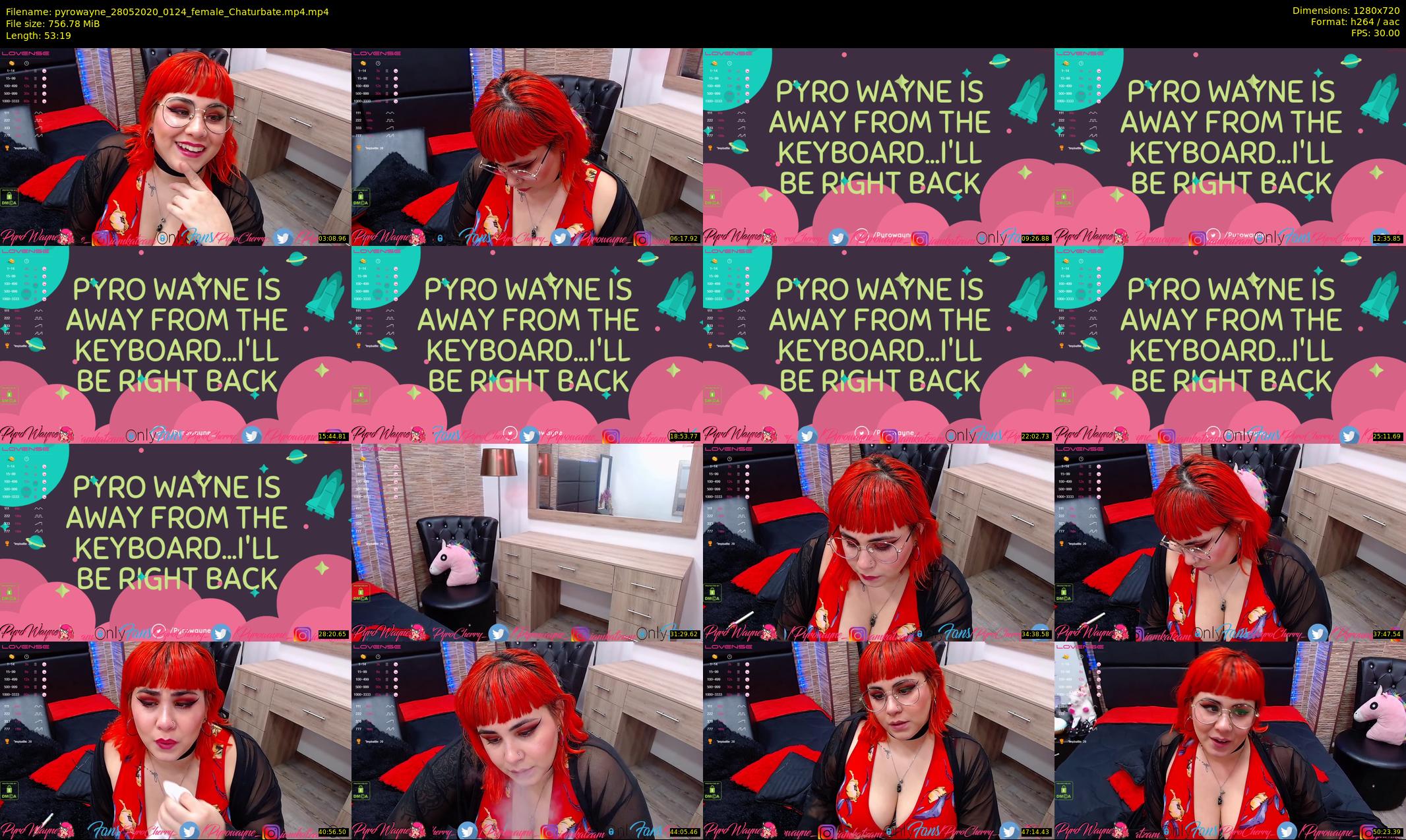 pyrowayne — 54 minute Chaturbate female cam show recording, 720p, May 28, 2020