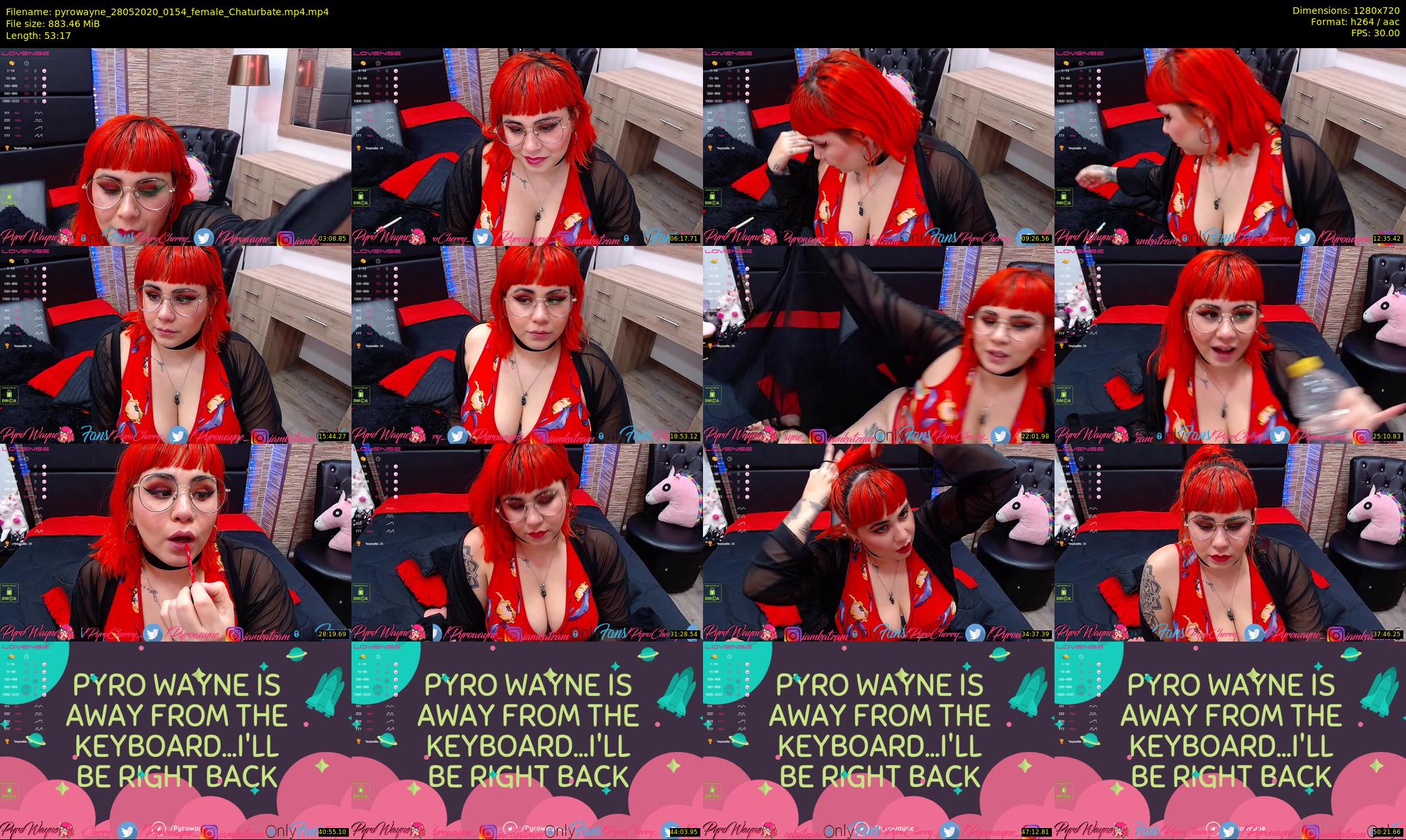 pyrowayne — 54 minute Chaturbate female cam show recording, 720p, May 28, 2020