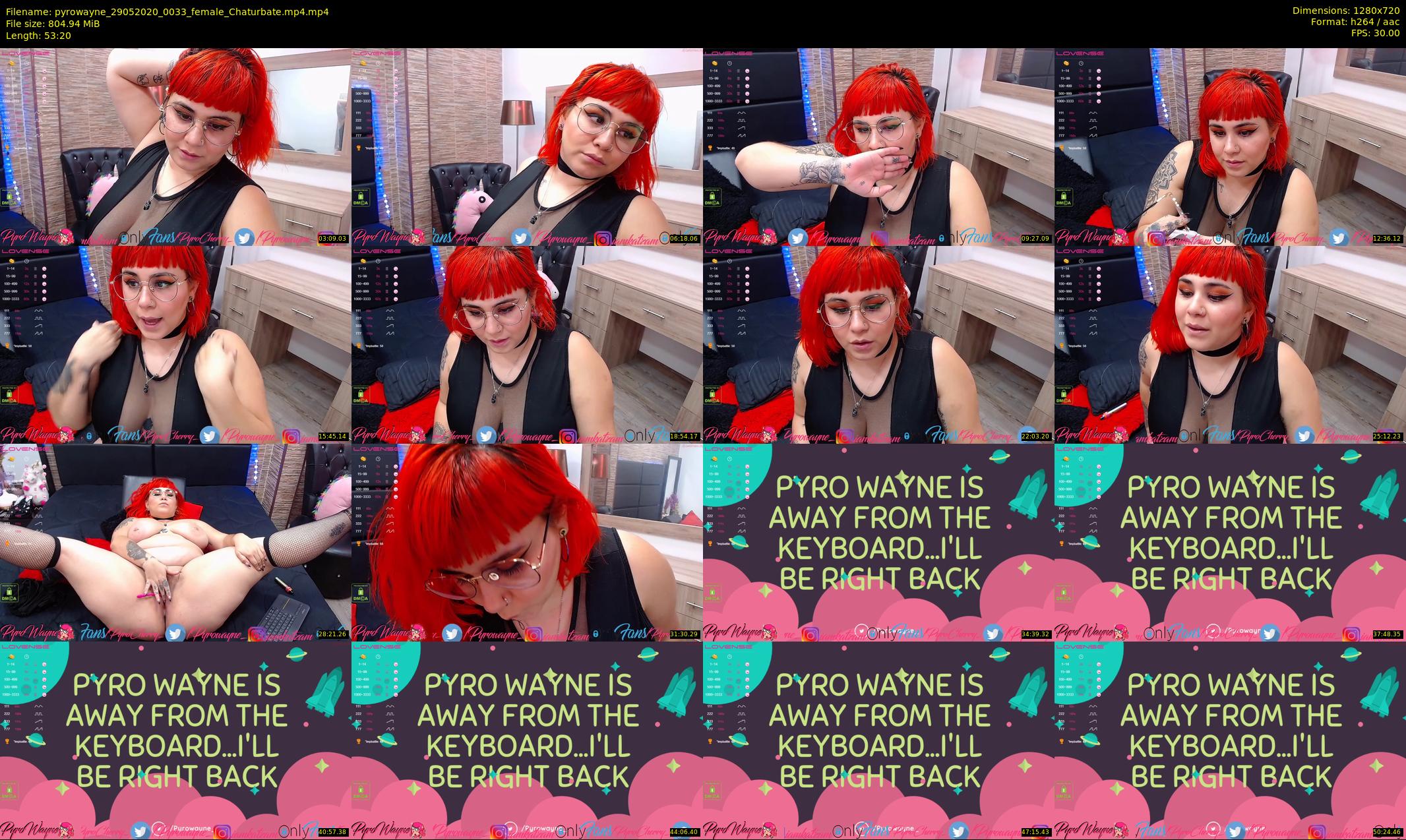 pyrowayne — 54 minute Chaturbate female cam show recording, 720p, May 29, 2020