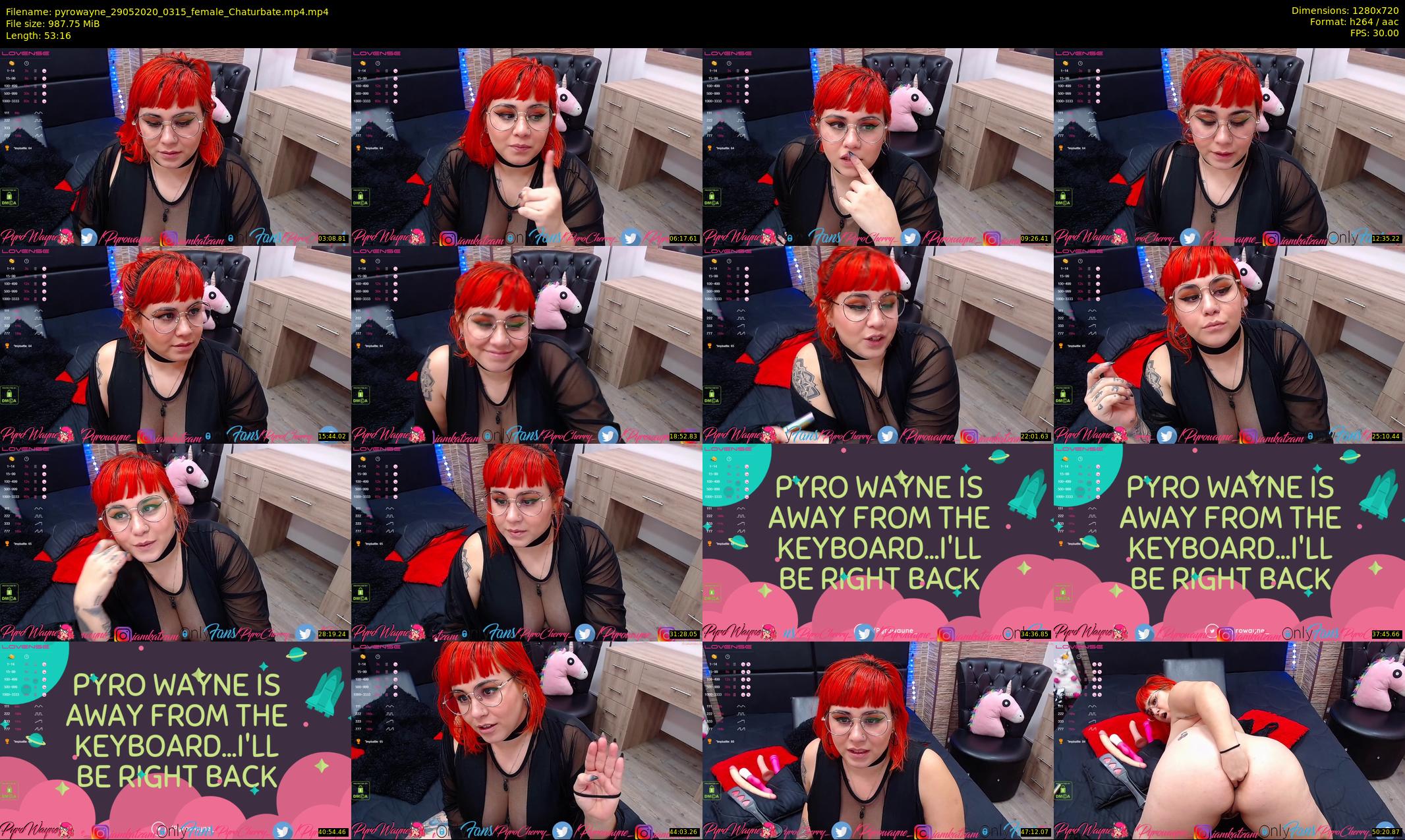 pyrowayne — 54 minute Chaturbate female cam show recording, 720p, May 29, 2020