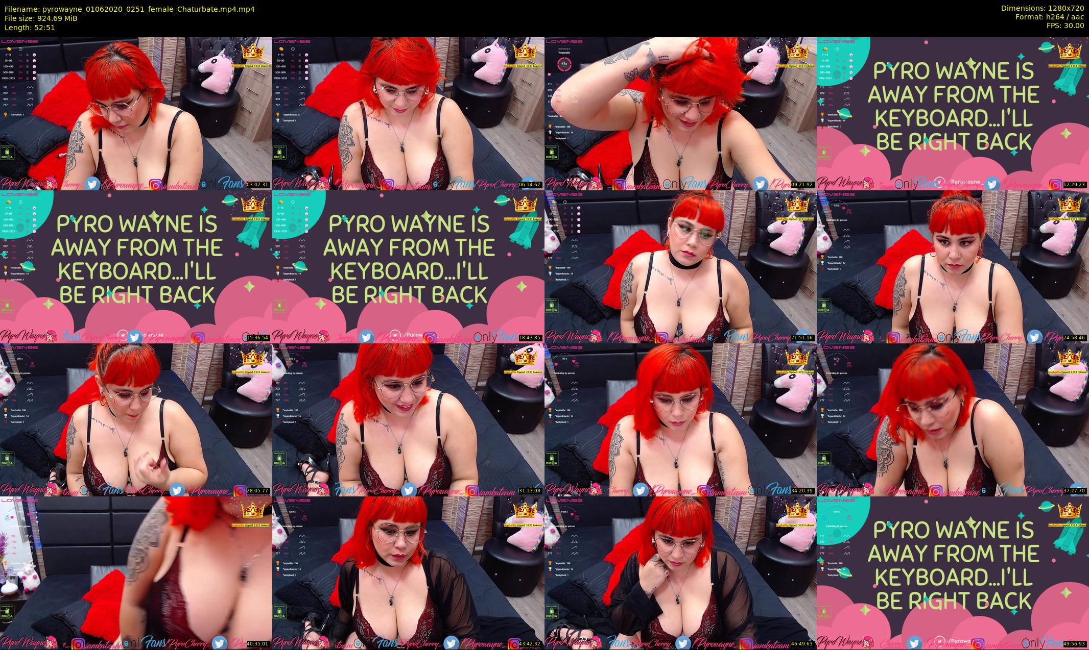pyrowayne — 53 minute Chaturbate female cam show recording, 720p, Jun 1, 2020