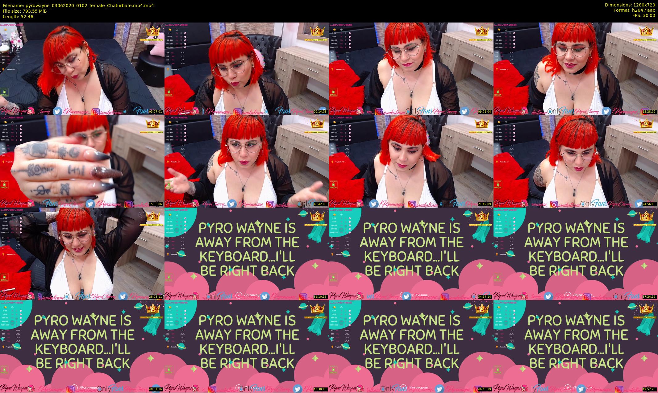 pyrowayne — 53 minute Chaturbate female cam show recording, 720p, Jun 3, 2020