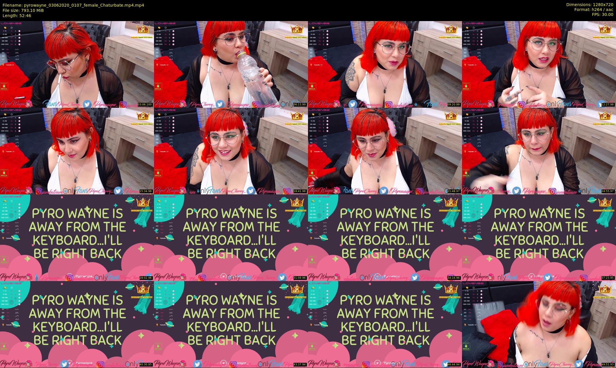 pyrowayne — 53 minute Chaturbate female cam show recording, 720p, Jun 3, 2020