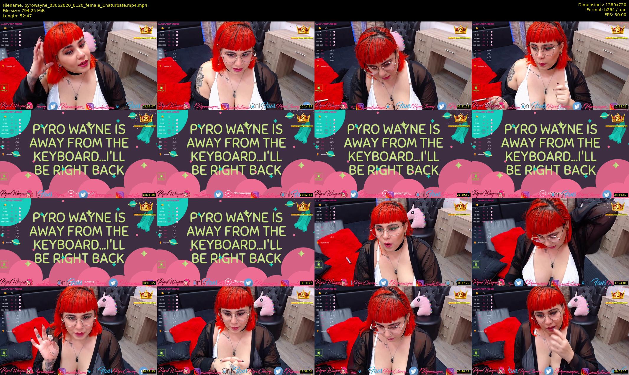 pyrowayne — 53 minute Chaturbate female cam show recording, 720p, Jun 3, 2020
