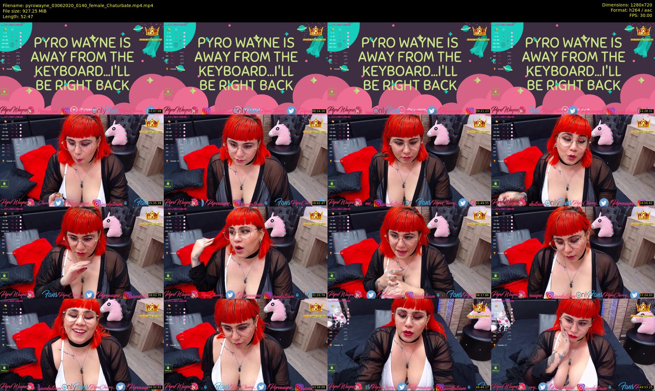 pyrowayne — 53 minute Chaturbate female cam show recording, 720p, Jun 3, 2020