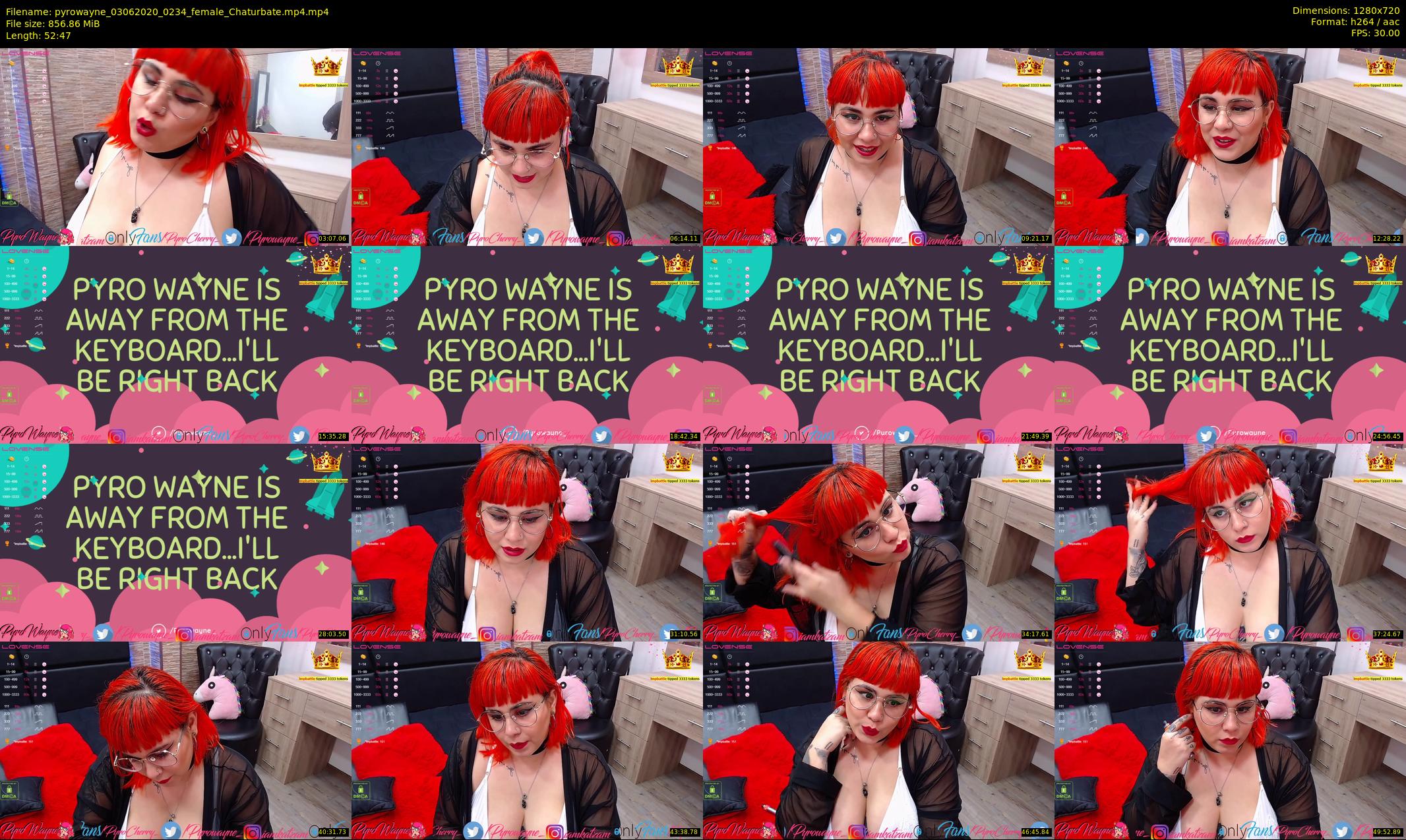 pyrowayne — 53 minute Chaturbate female cam show recording, 720p, Jun 3, 2020