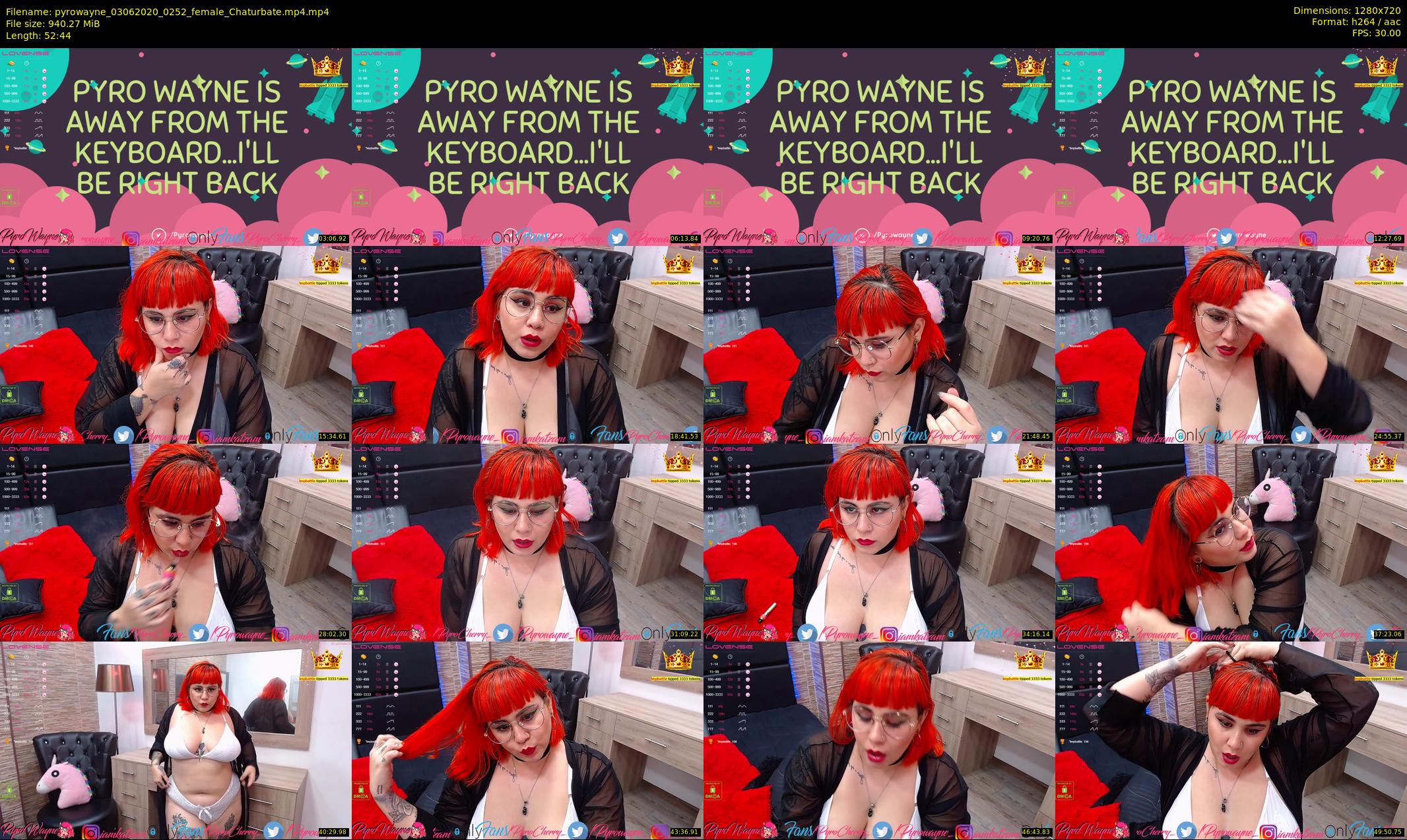 pyrowayne — 53 minute Chaturbate female cam show recording, 720p, Jun 3, 2020
