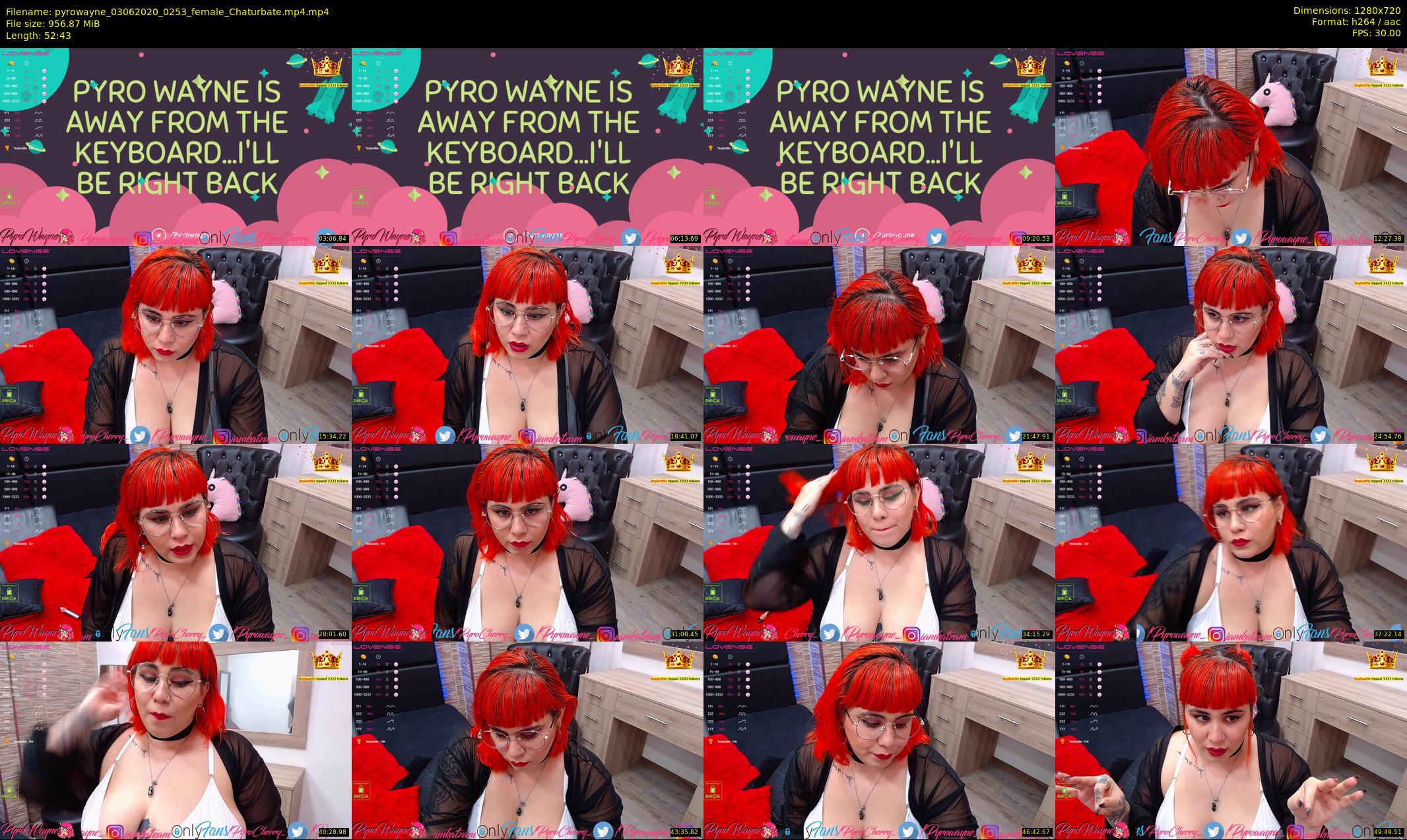 pyrowayne — 53 minute Chaturbate female cam show recording, 720p, Jun 3, 2020