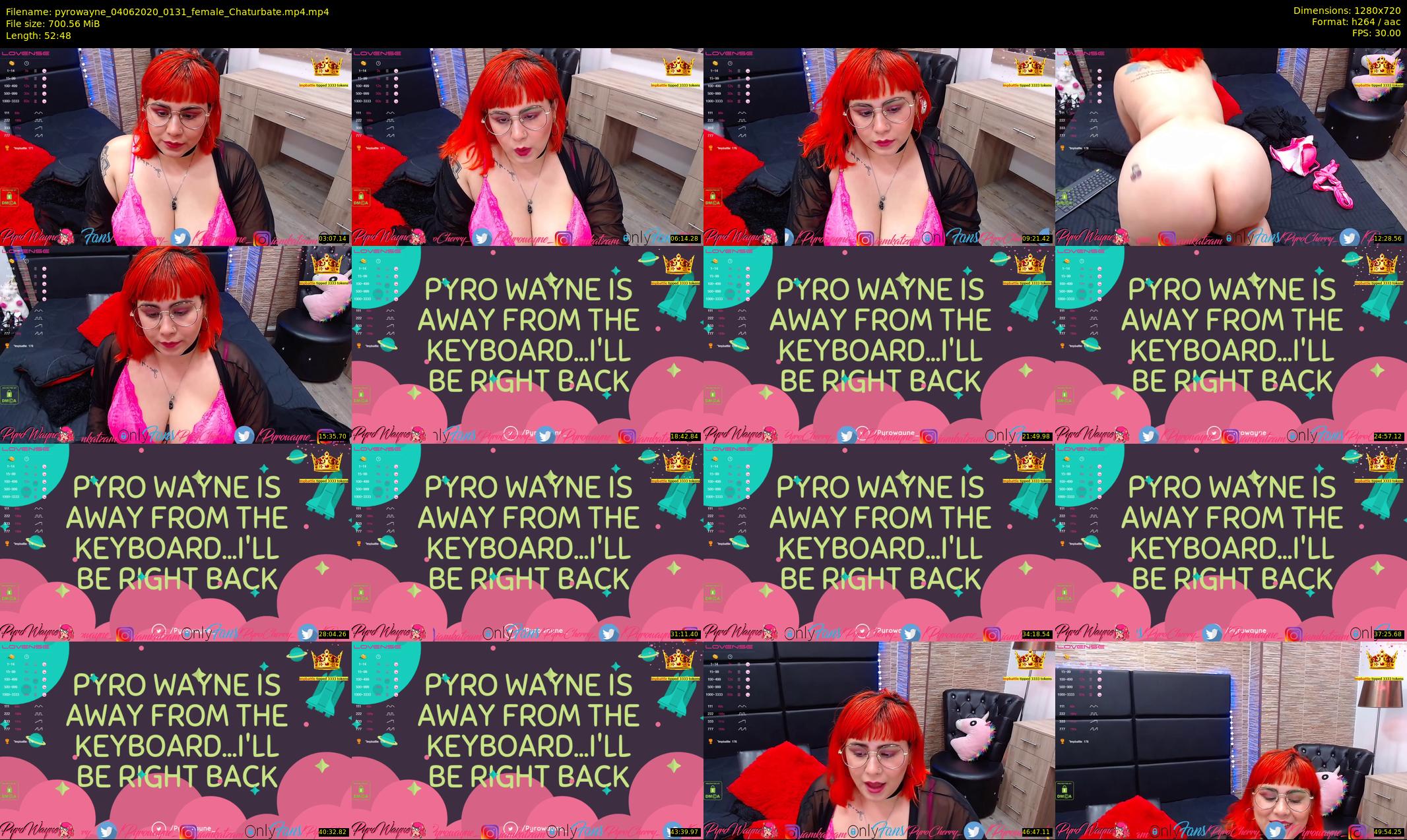pyrowayne — 53 minute Chaturbate female cam show recording, 720p, Jun 4, 2020
