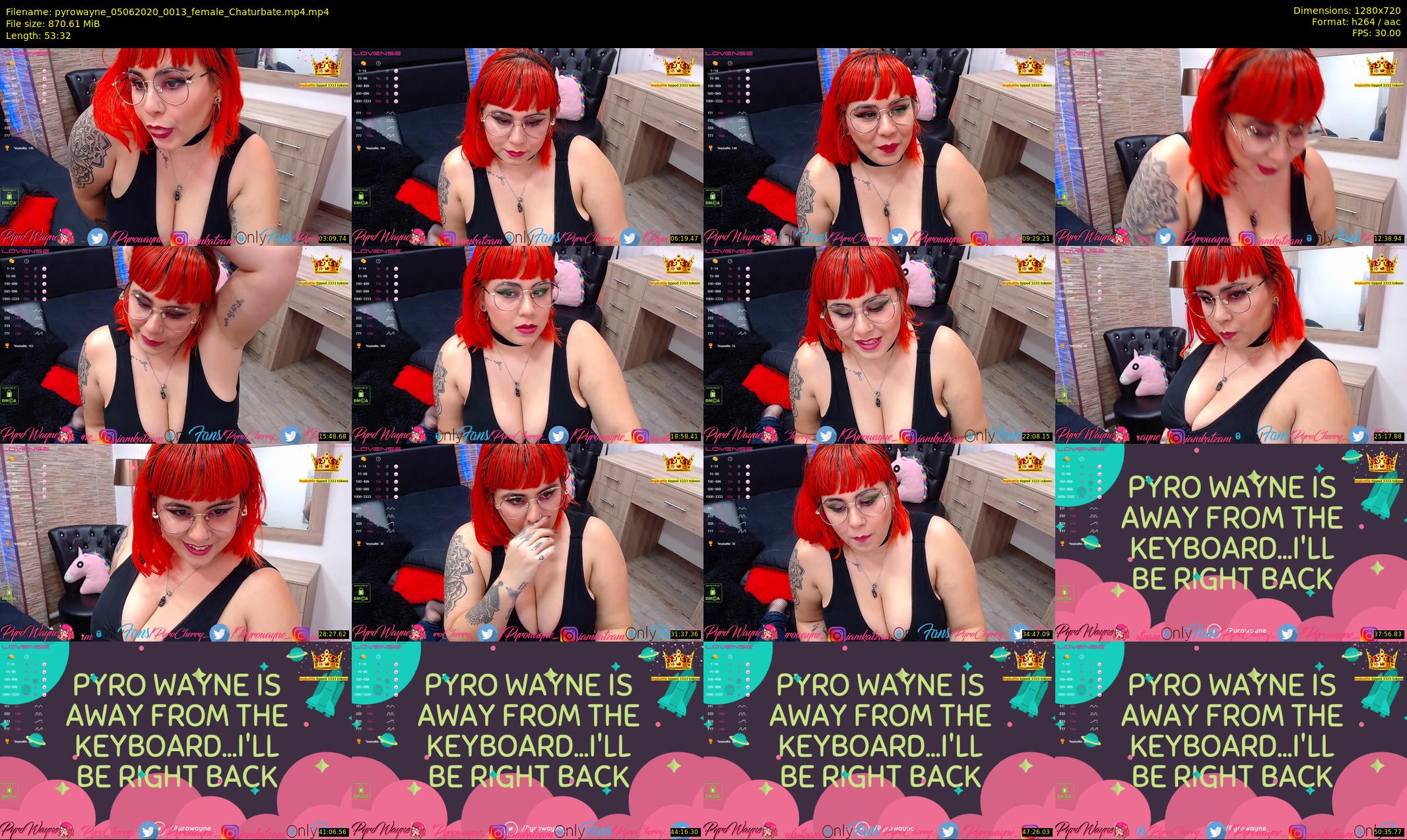 pyrowayne — 54 minute Chaturbate female cam show recording, 720p, Jun 5, 2020