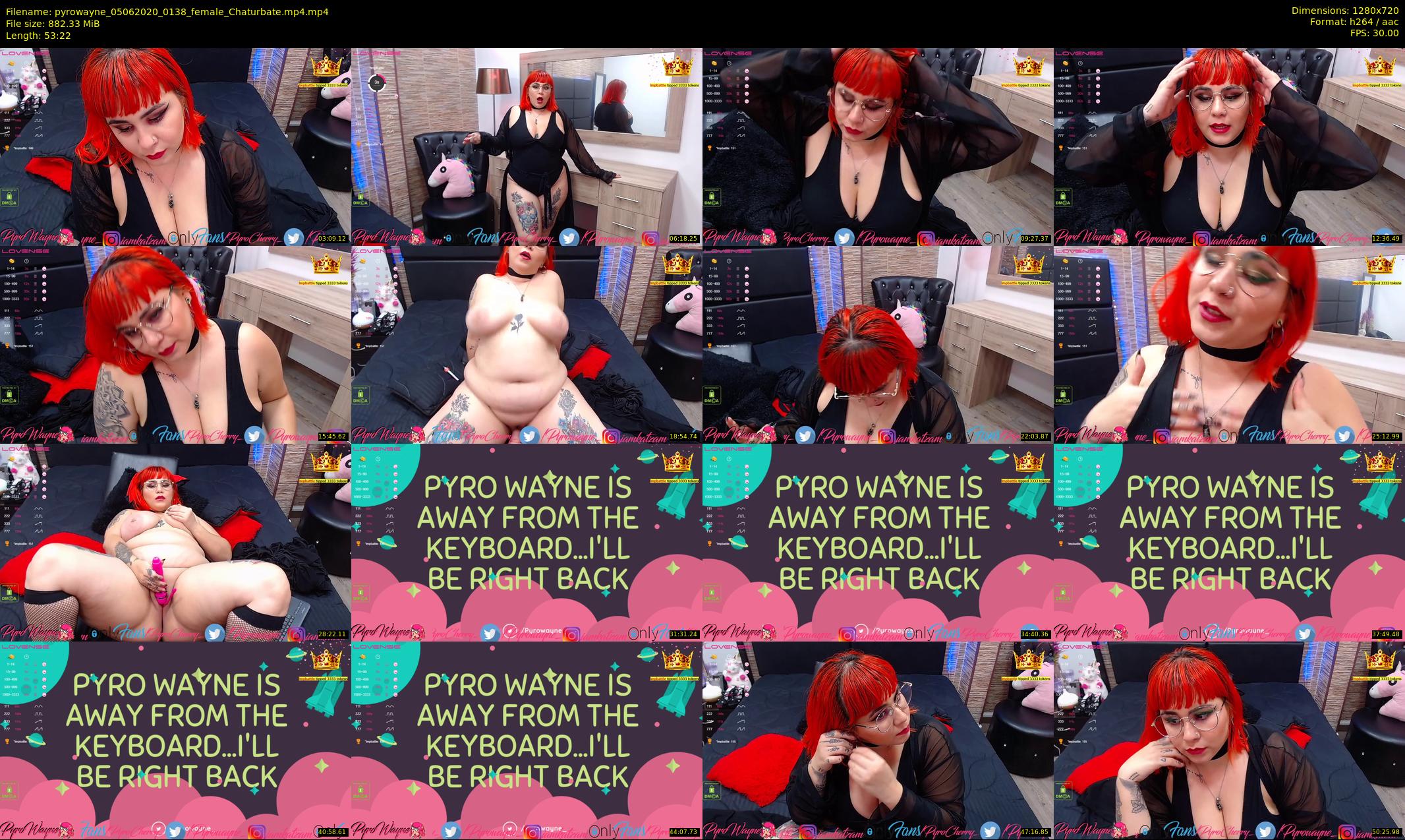 pyrowayne — 54 minute Chaturbate female cam show recording, 720p, Jun 5, 2020