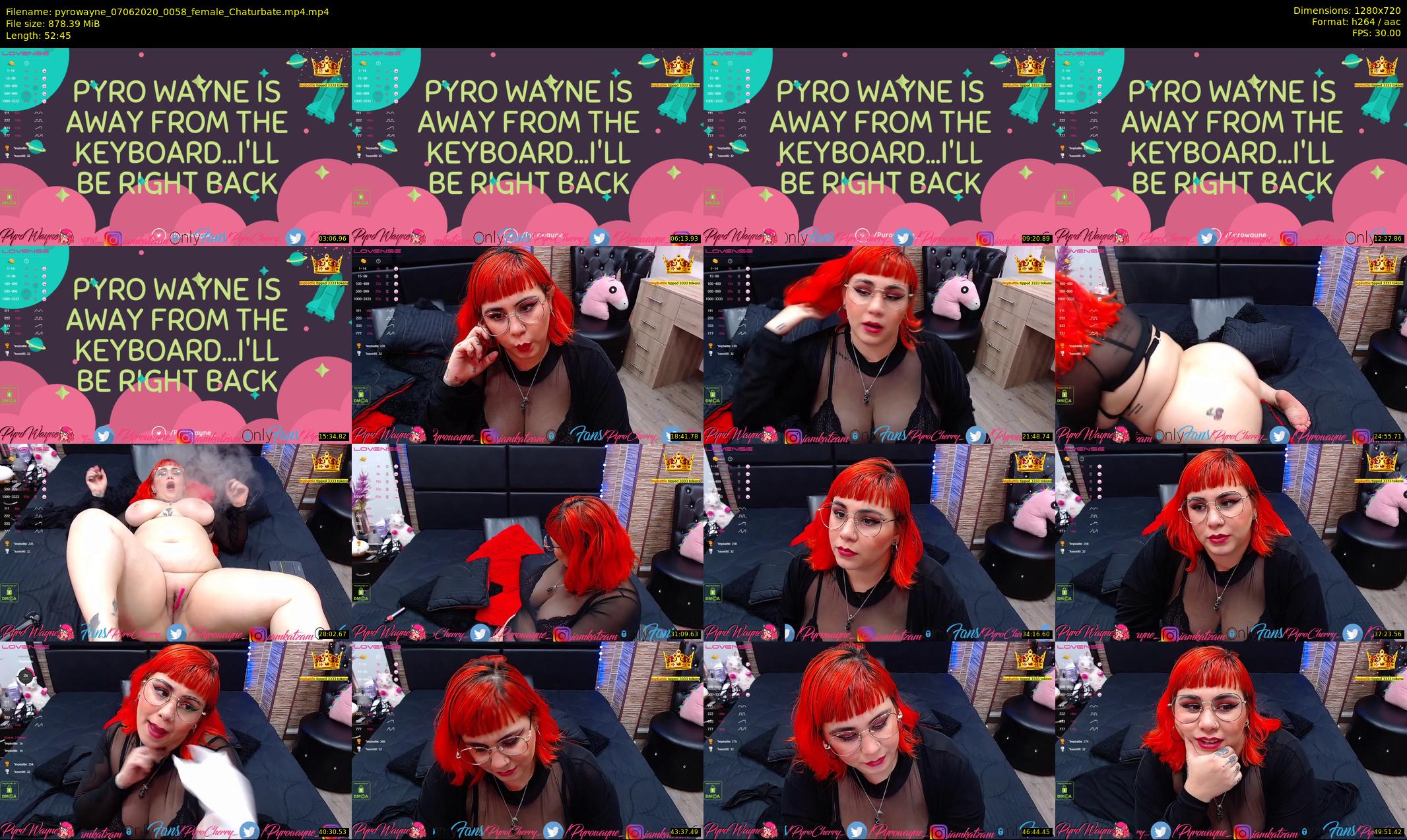 pyrowayne — 53 minute Chaturbate female cam show recording, 720p, Jun 7, 2020