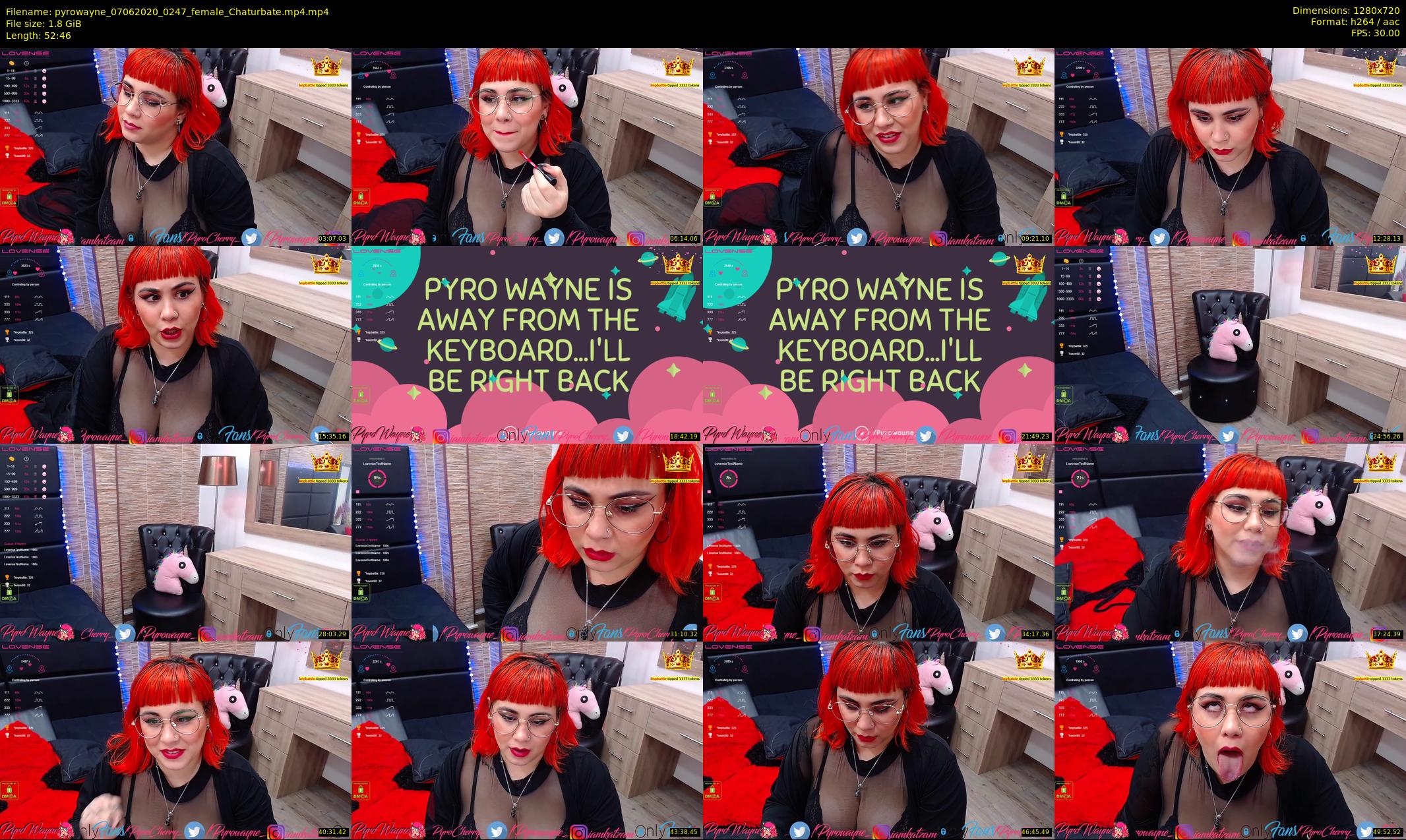 pyrowayne — 53 minute Chaturbate female cam show recording, 720p, Jun 7, 2020