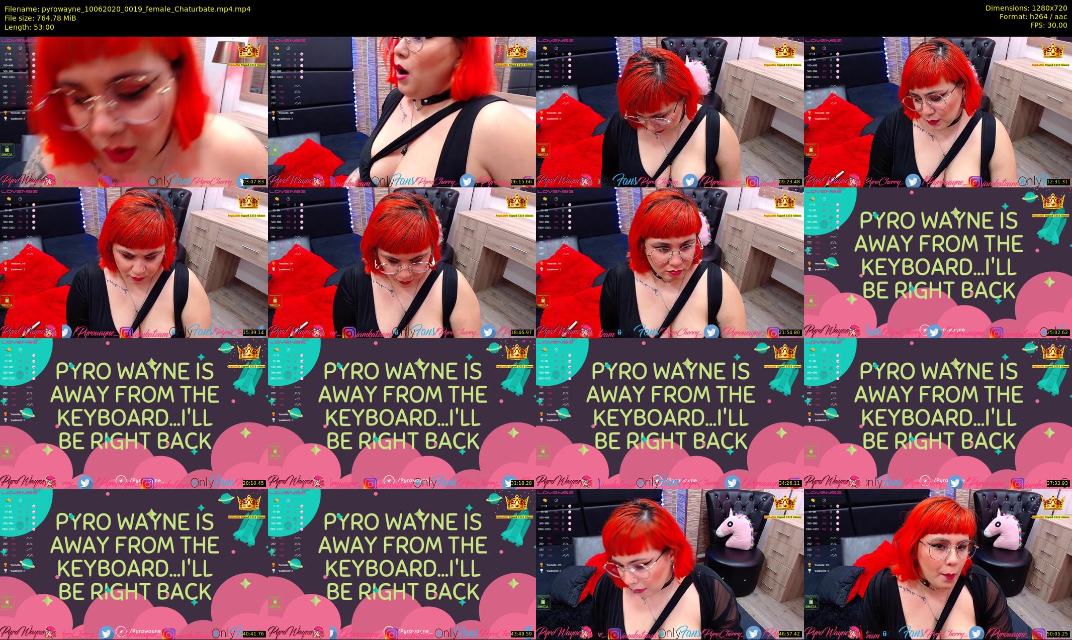pyrowayne — 53 minute Chaturbate female cam show recording, 720p, Jun 10, 2020