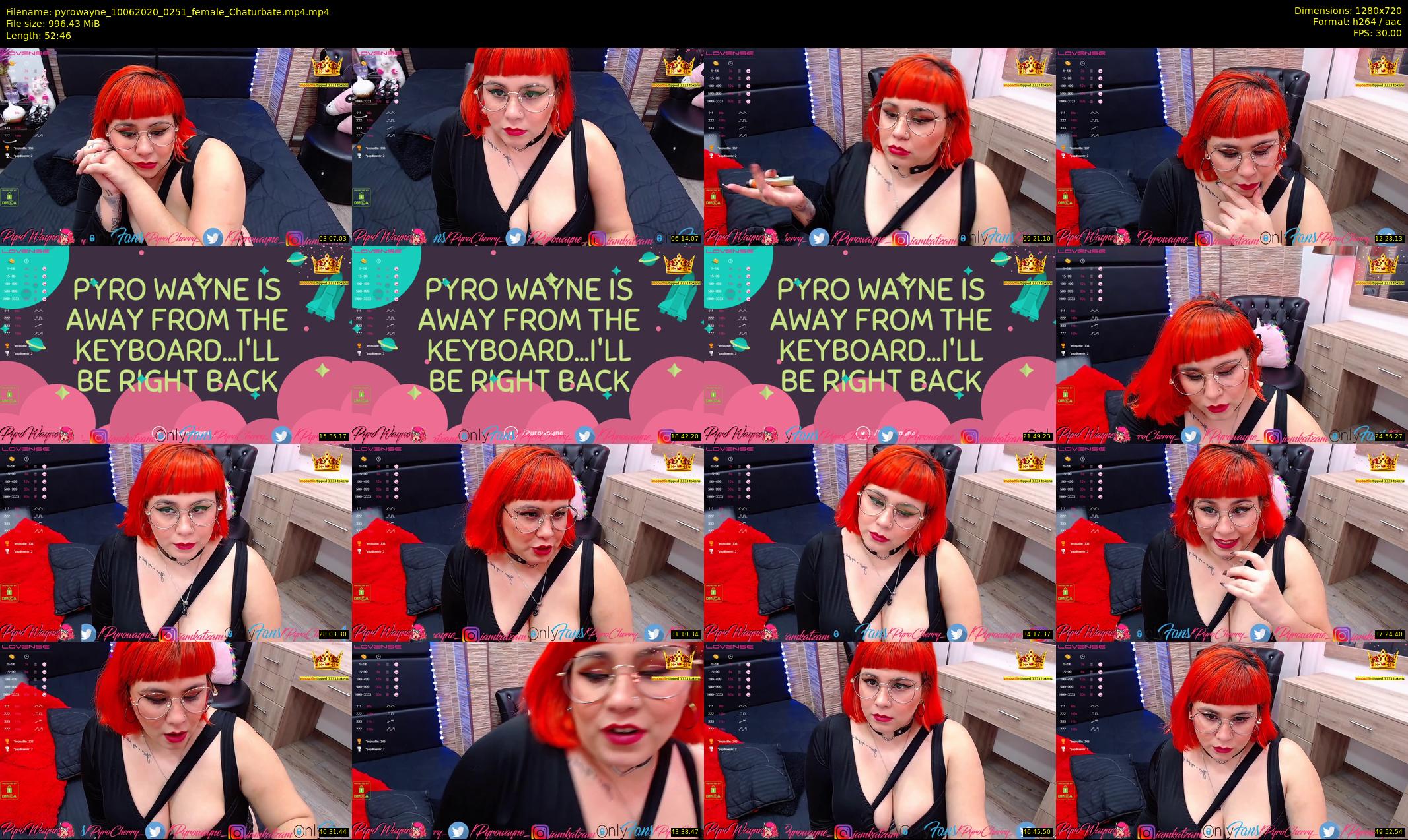 pyrowayne — 53 minute Chaturbate female cam show recording, 720p, Jun 10, 2020