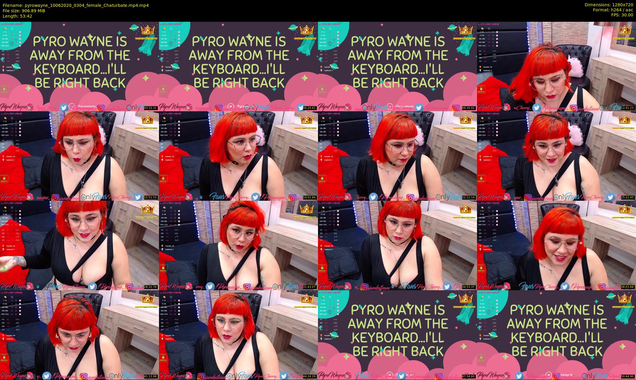 pyrowayne — 54 minute Chaturbate female cam show recording, 720p, Jun 10, 2020