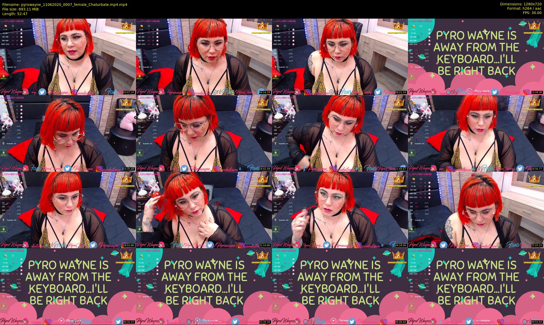 pyrowayne — 53 minute Chaturbate female cam show recording, 720p, Jun 11, 2020