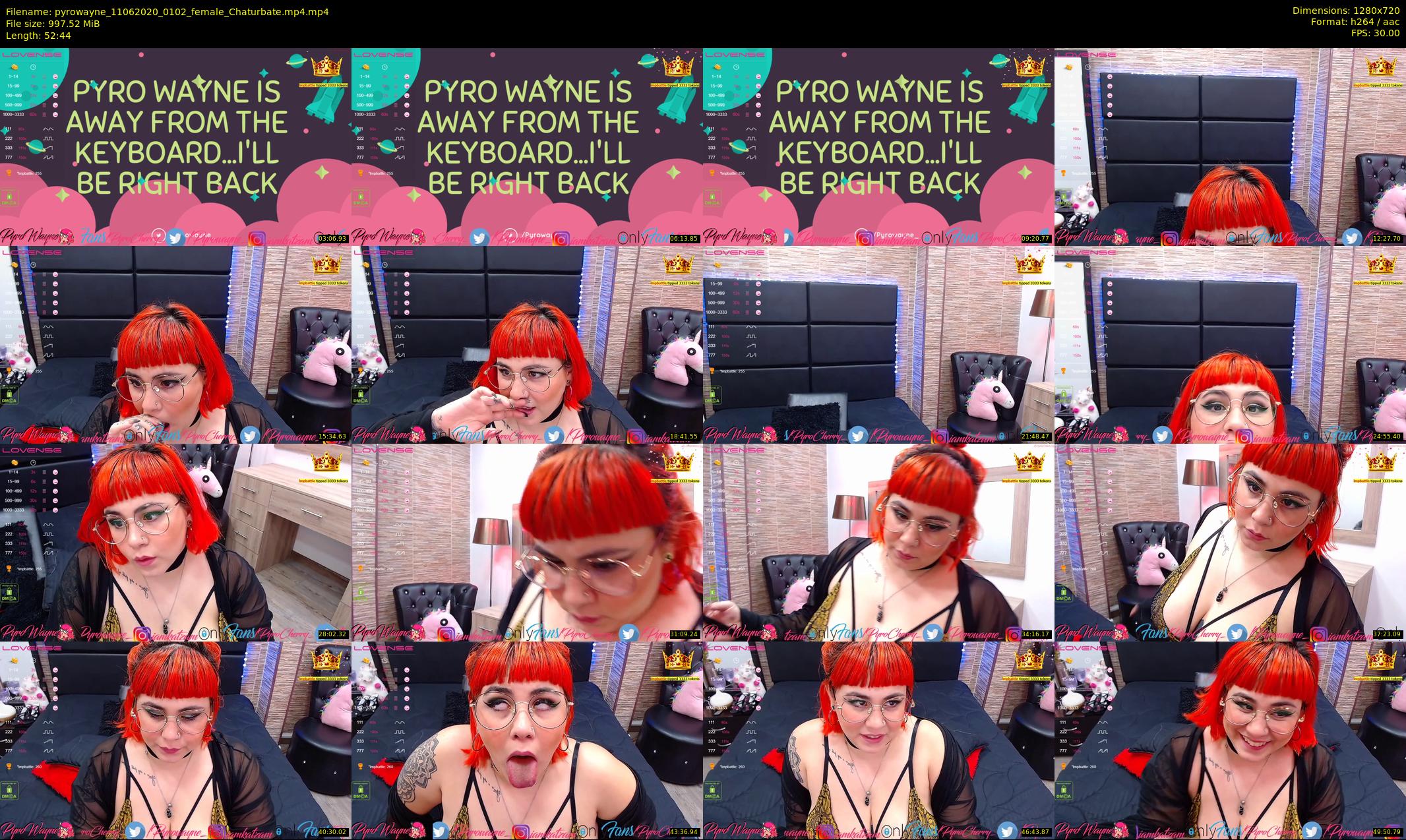pyrowayne — 53 minute Chaturbate female cam show recording, 720p, Jun 11, 2020